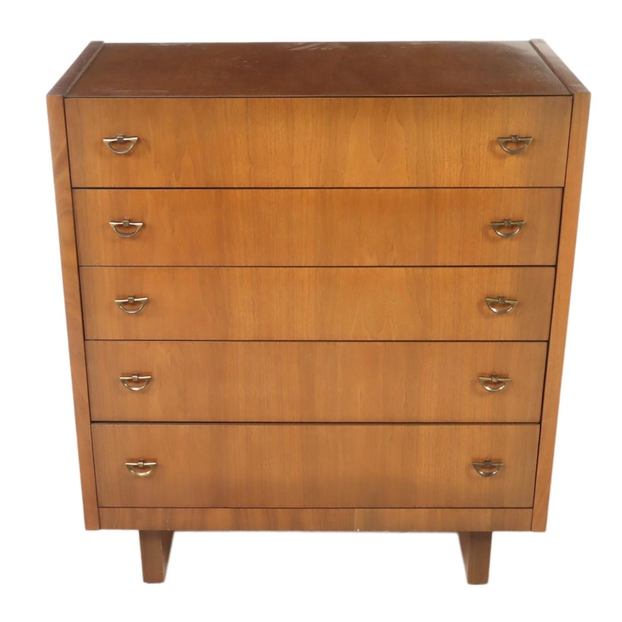 United Furniture Corporation Mid Century Modern Walnut Five-Drawer Chest