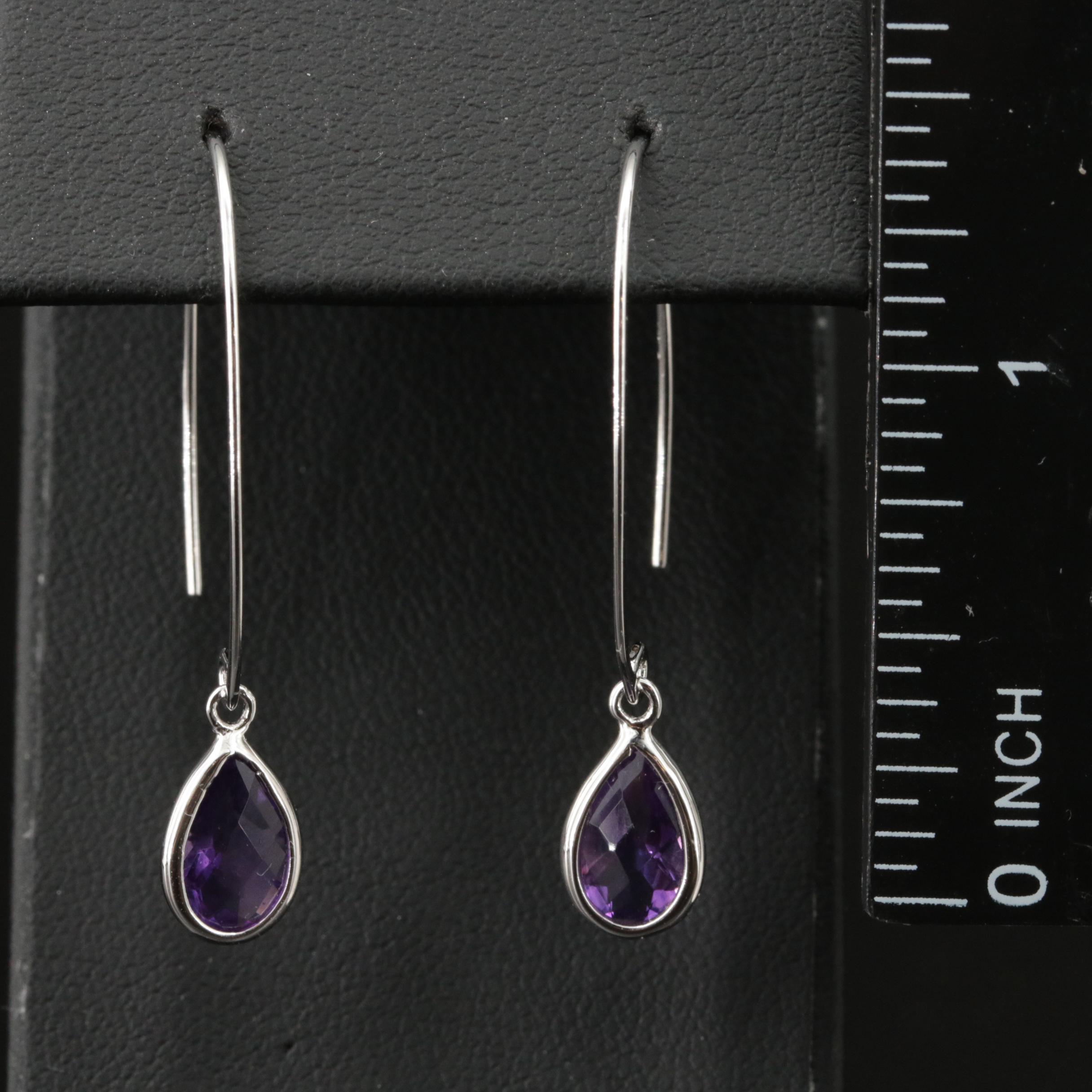 Sterling Amethyst Threader Earrings
