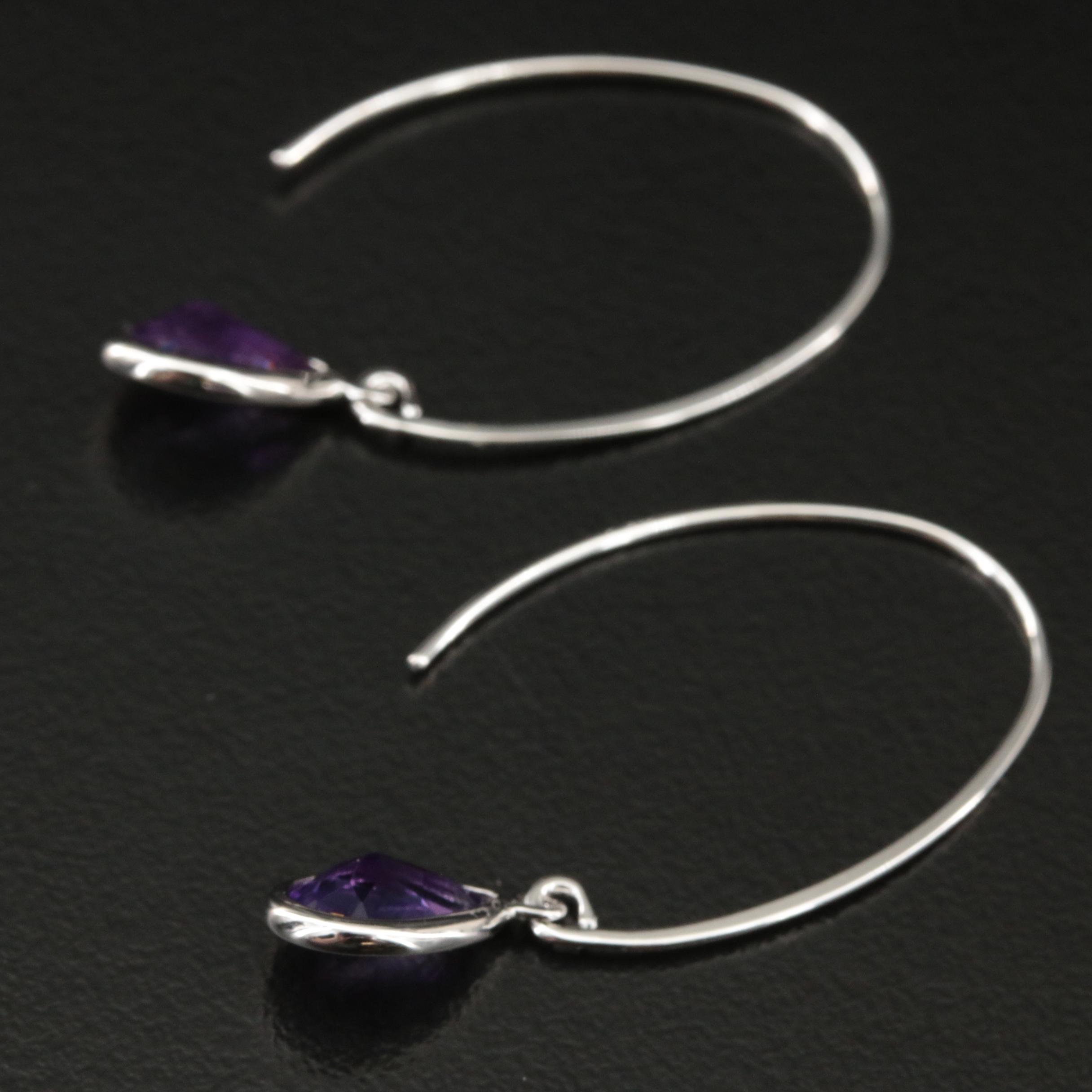 Sterling Amethyst Threader Earrings