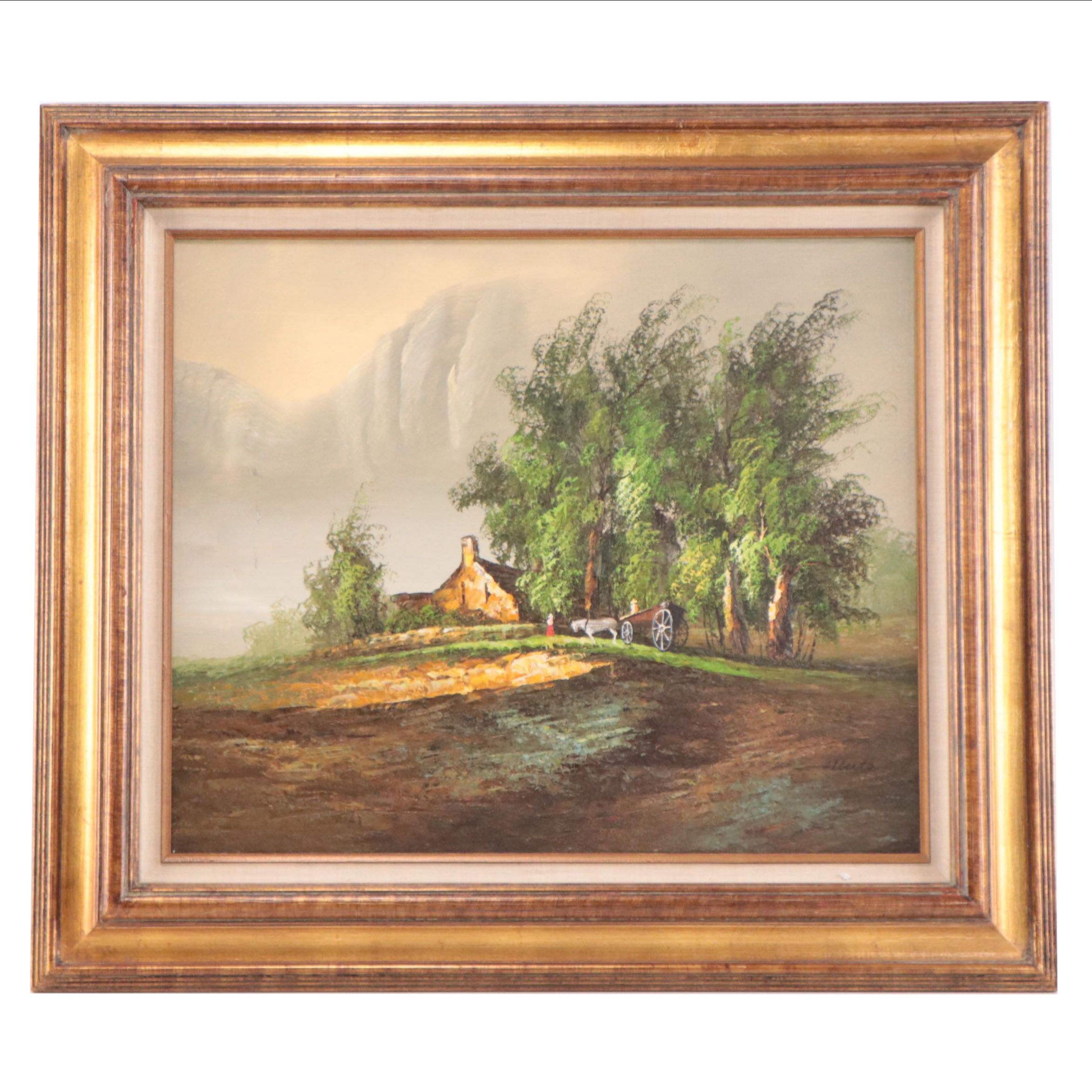 Oil Painting of Pastoral Landscape