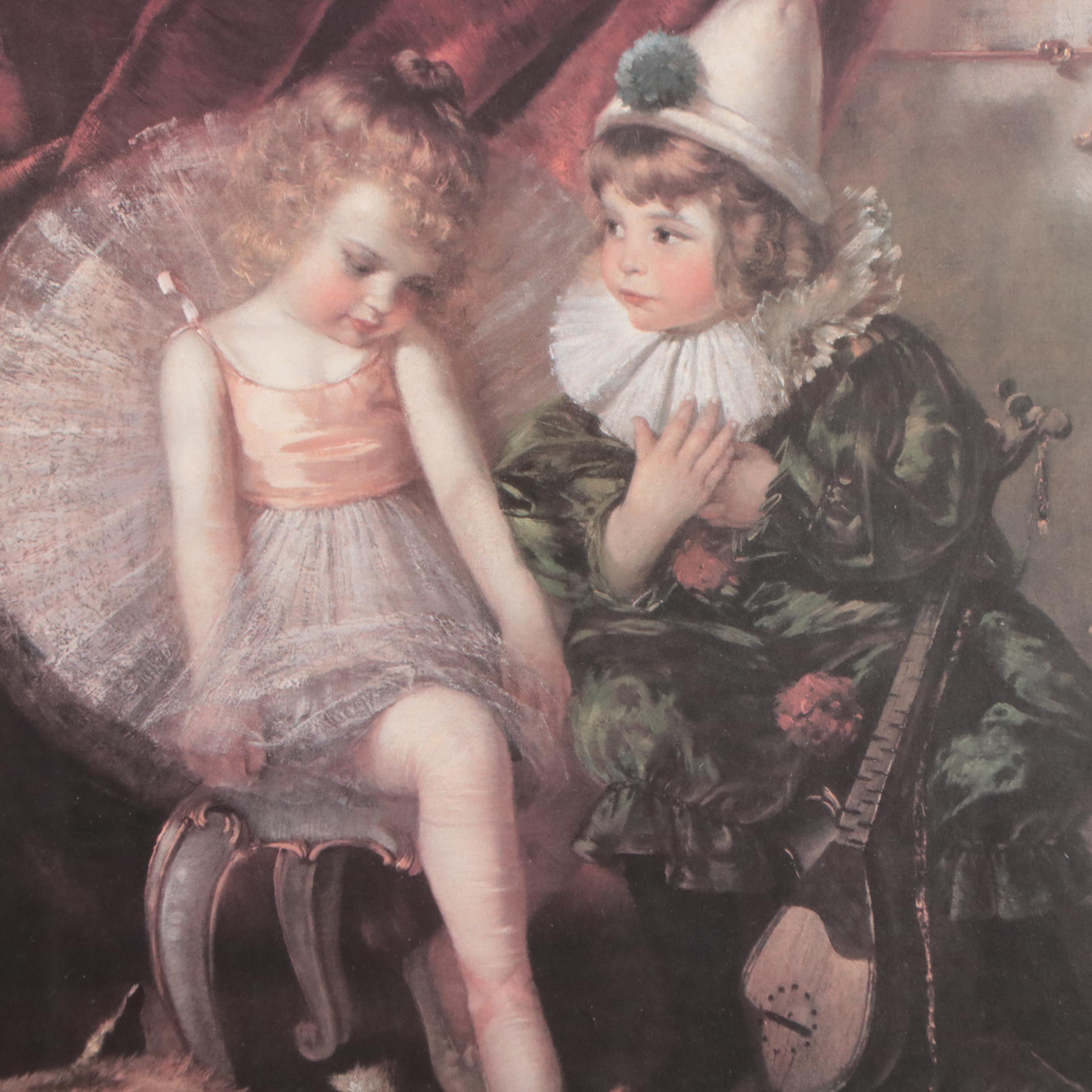 Offset Lithograph After Edmond Louyot "Pierrot and Pierrette"