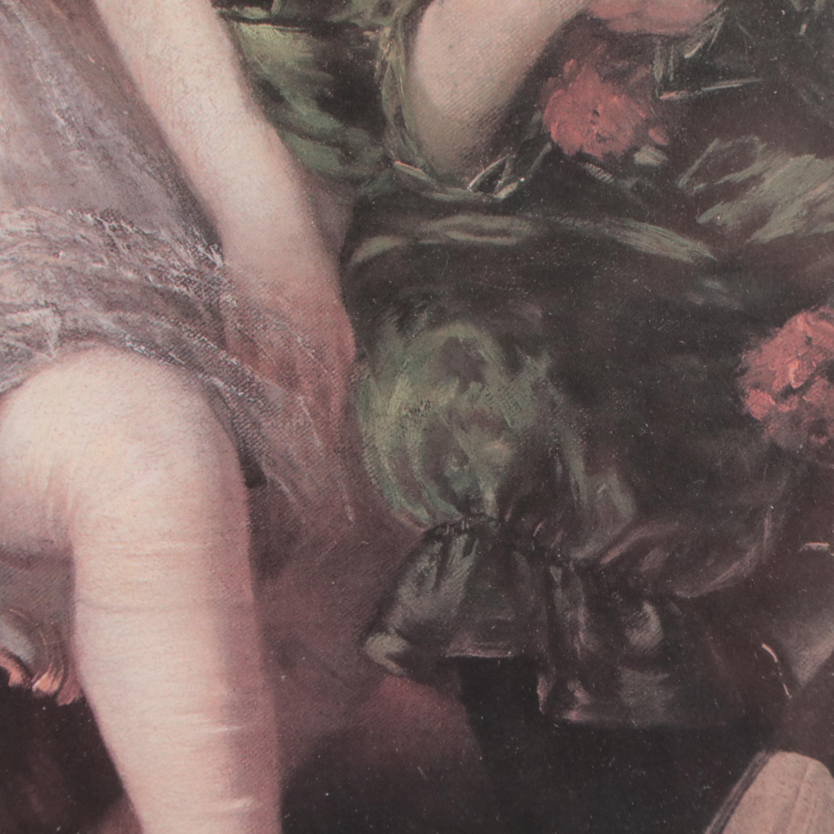 Offset Lithograph After Edmond Louyot "Pierrot and Pierrette"