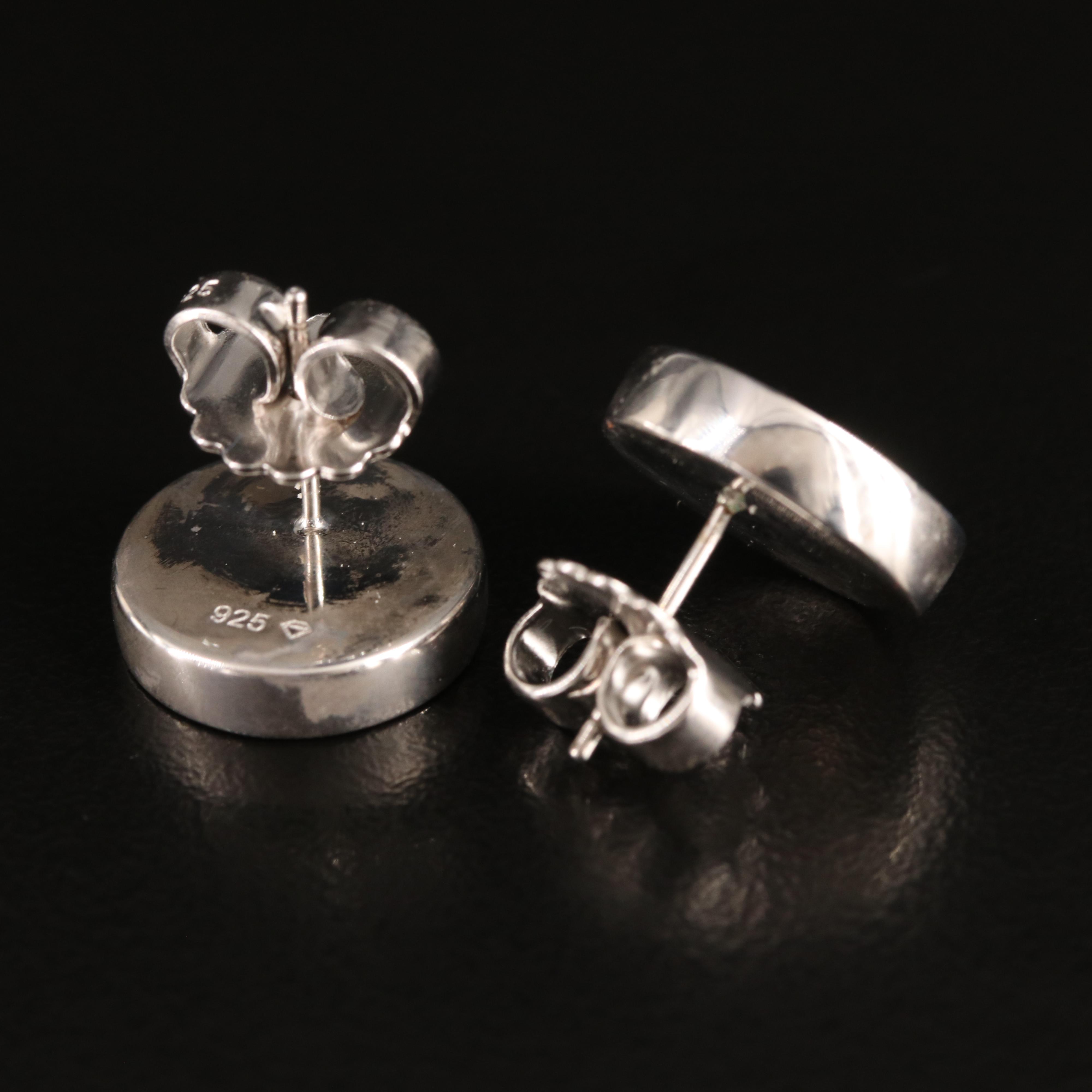 Sterling Quartzite Button Earrings