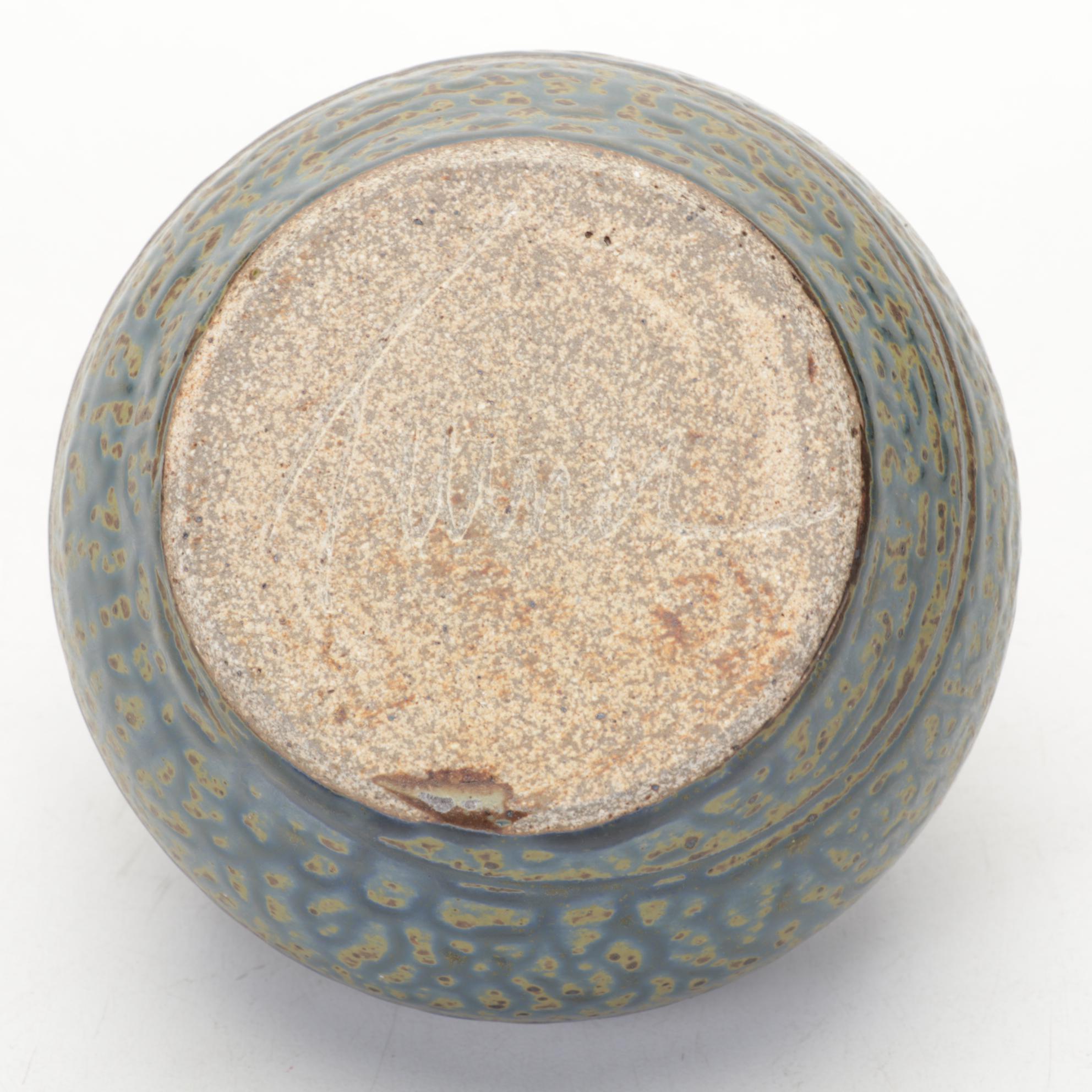 Royce Craft Woven Basket, Stoneware Crocks, and Baldwin Brass Candlesticks