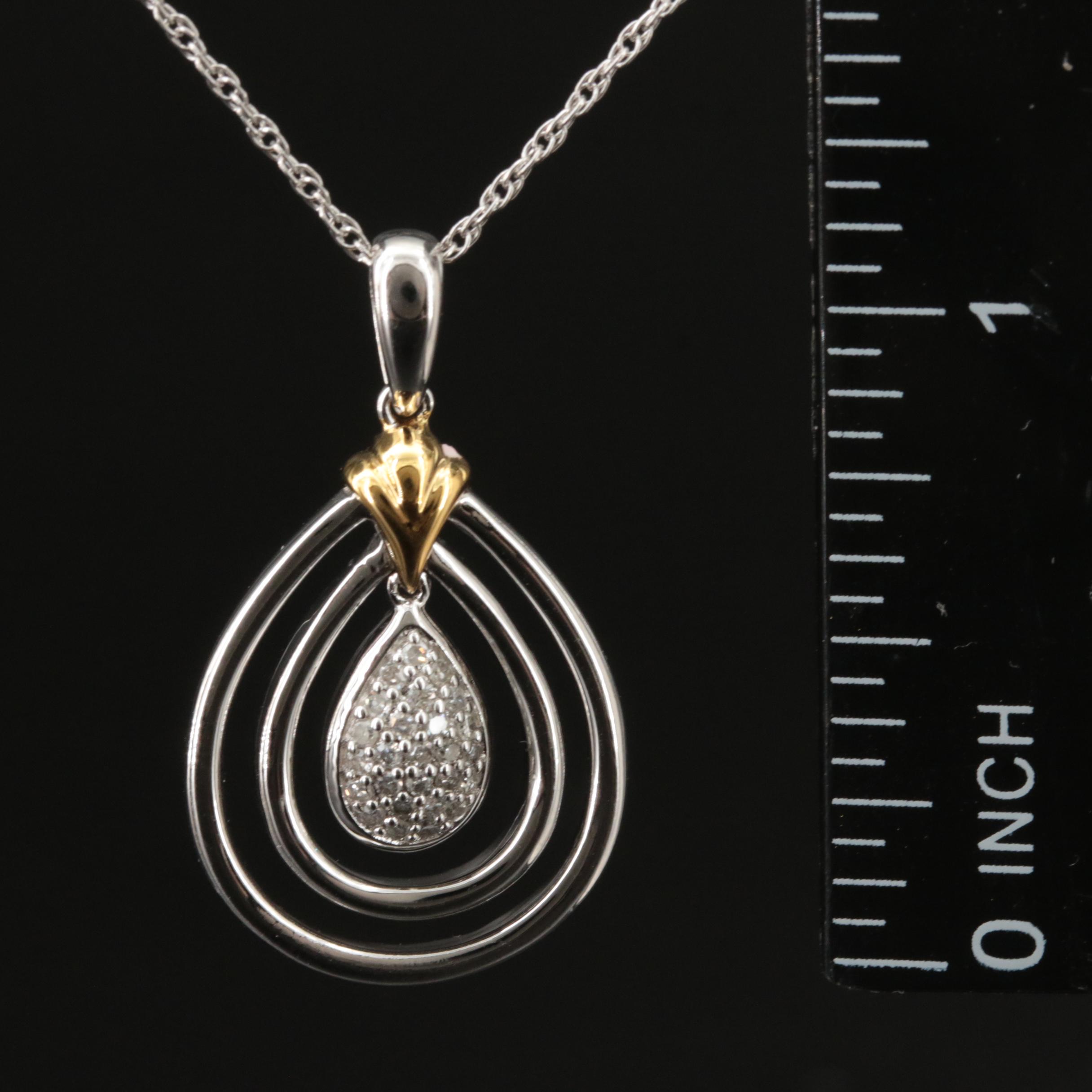 Sterling Diamond Necklace with 14K Accent