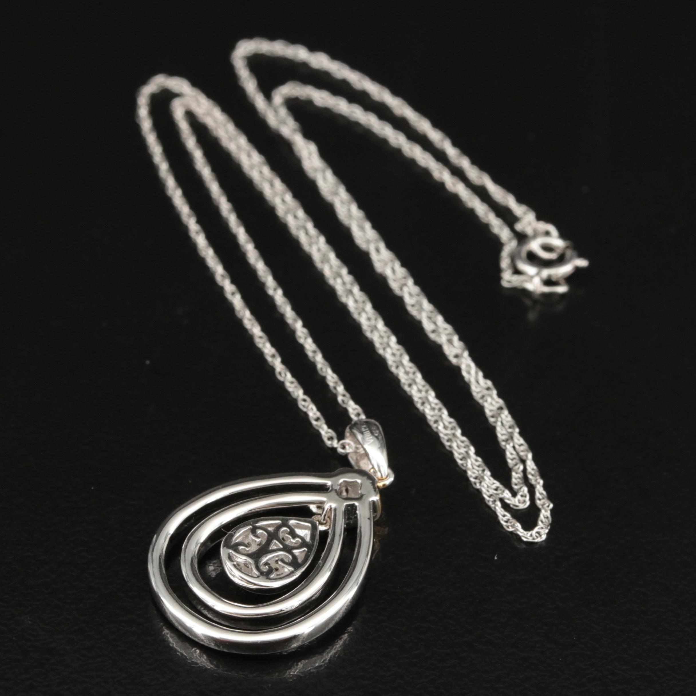 Sterling Diamond Necklace with 14K Accent