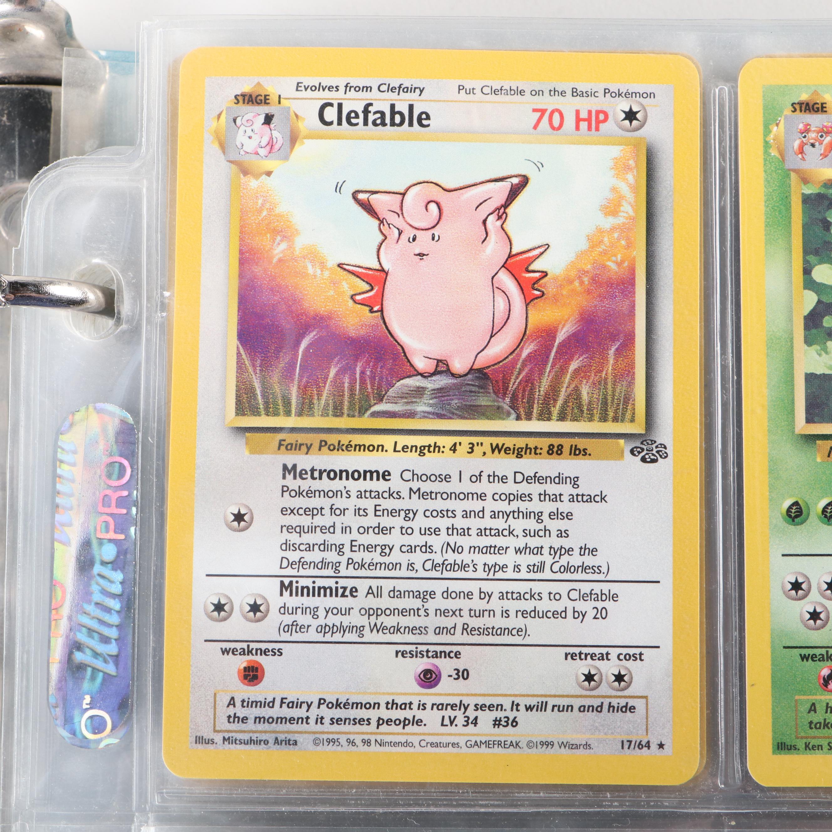 Base Set and Other Pokémon Cards Including Pikachu, Clefable and Golem, 1990s