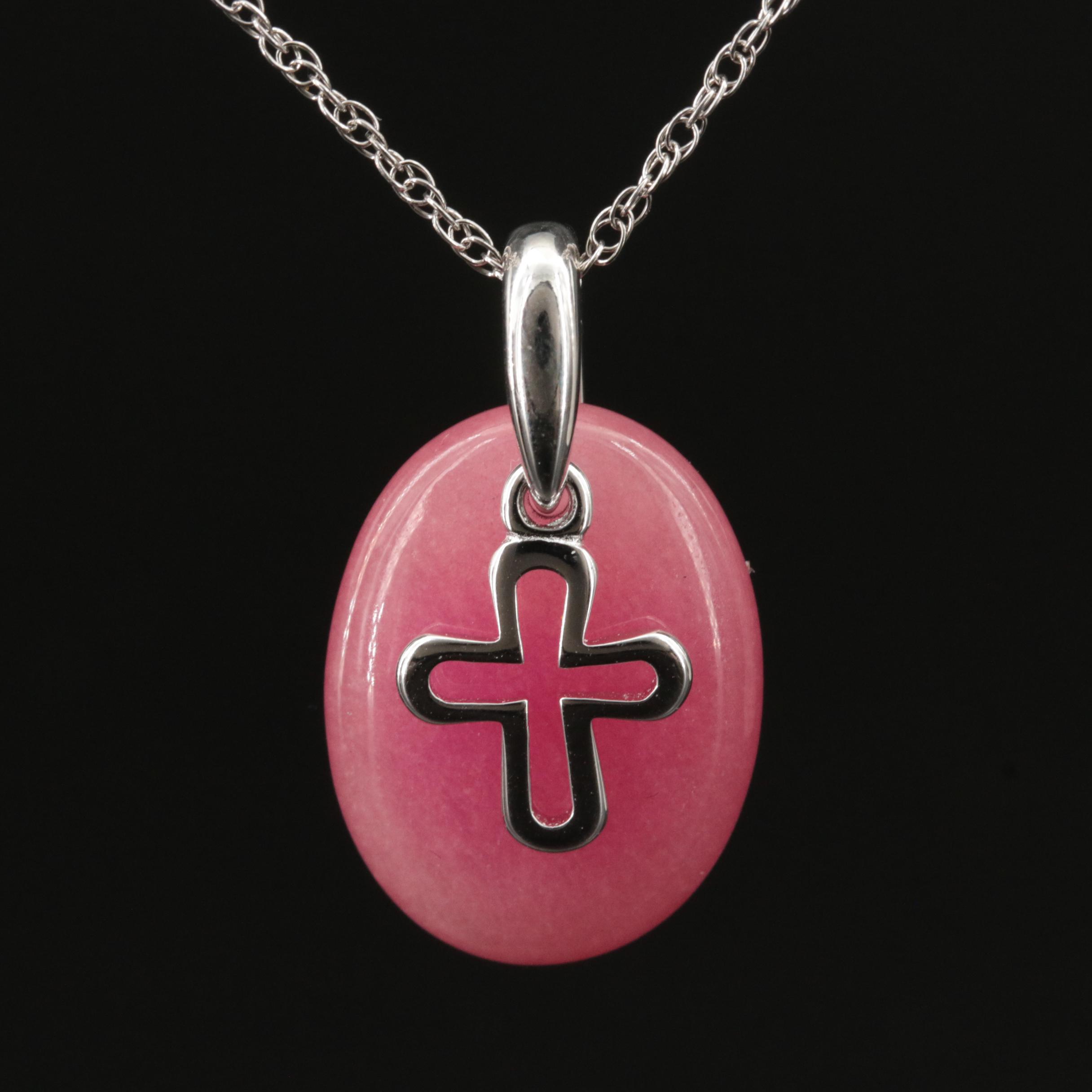 Sterling Quartzite Cross Pendant Necklace