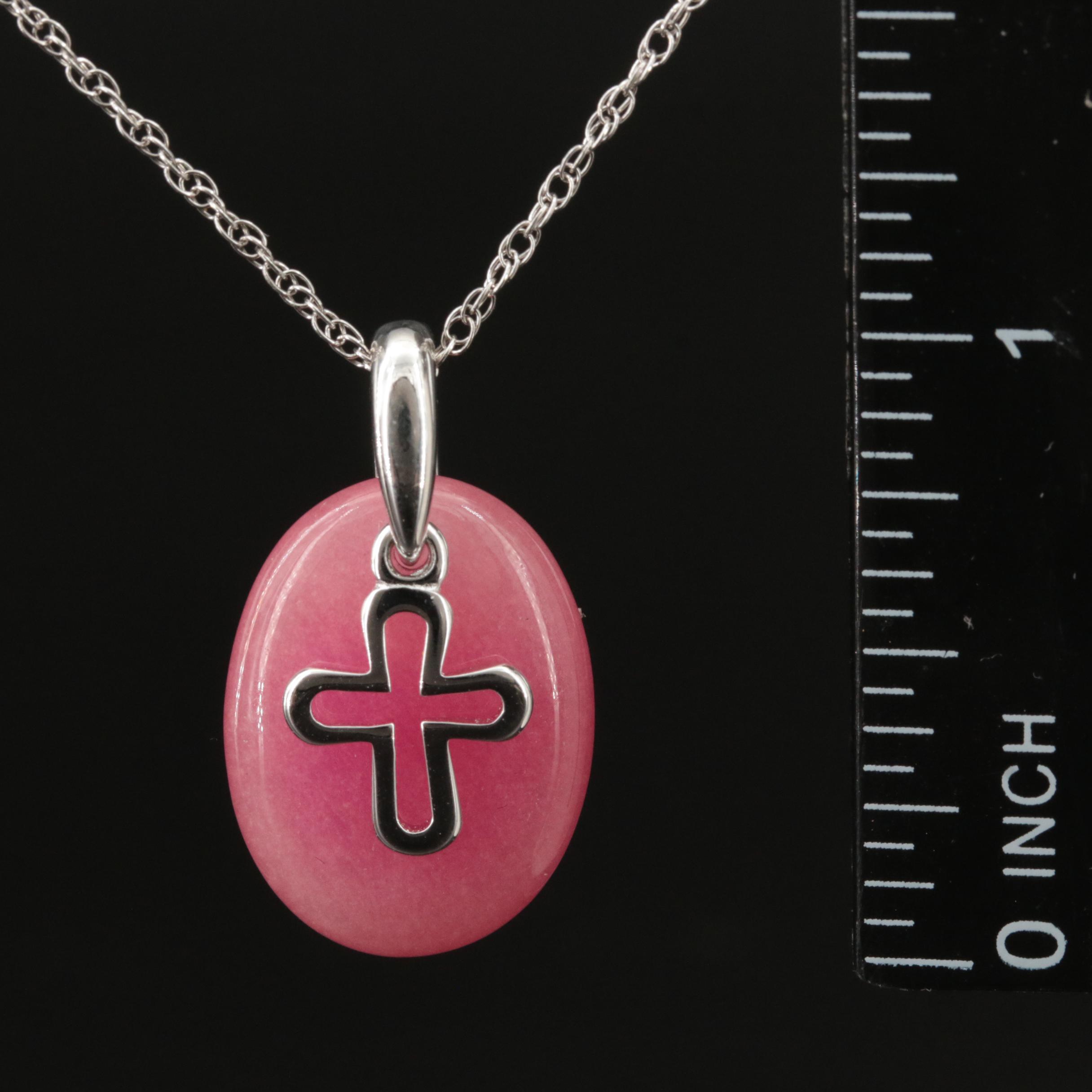 Sterling Quartzite Cross Pendant Necklace