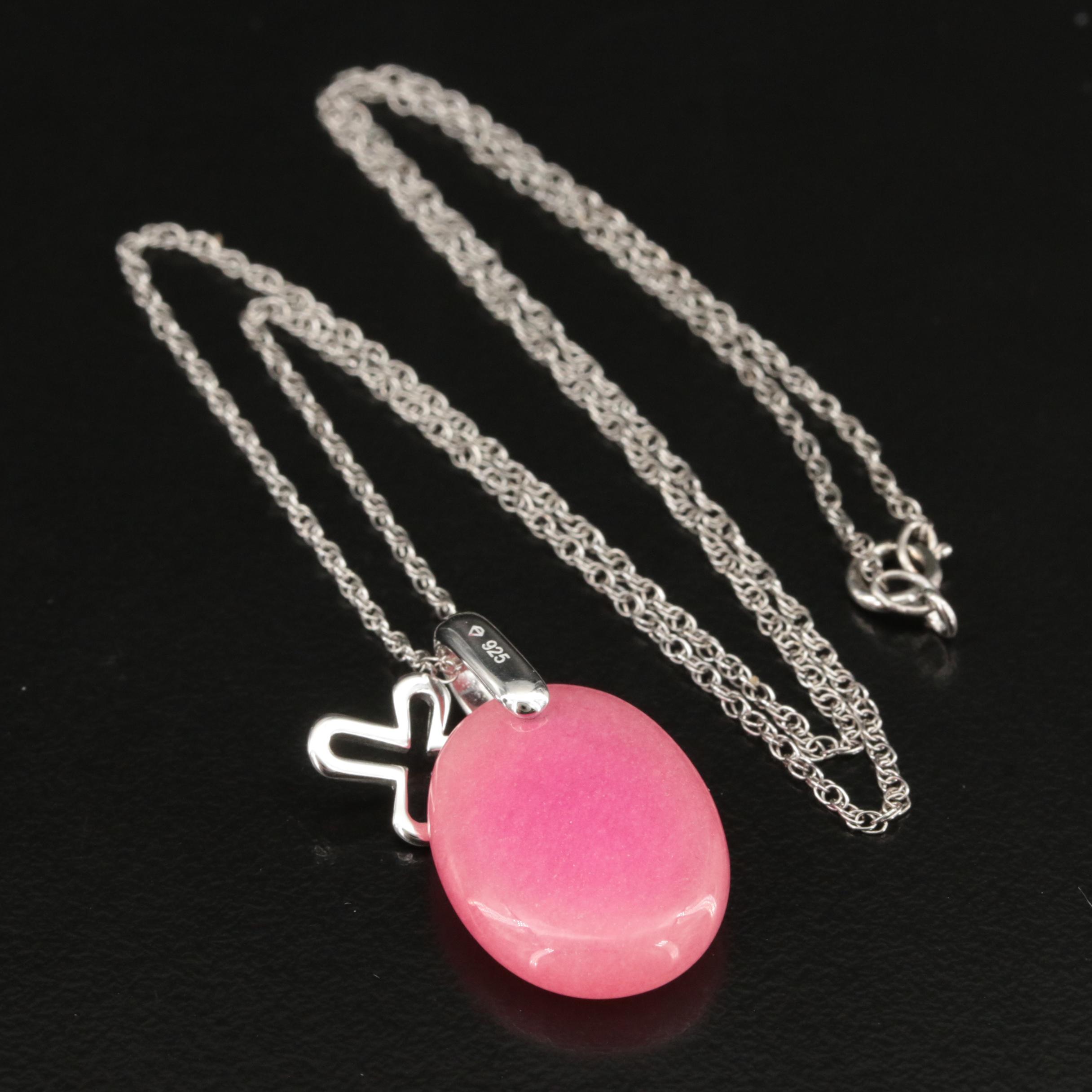 Sterling Quartzite Cross Pendant Necklace