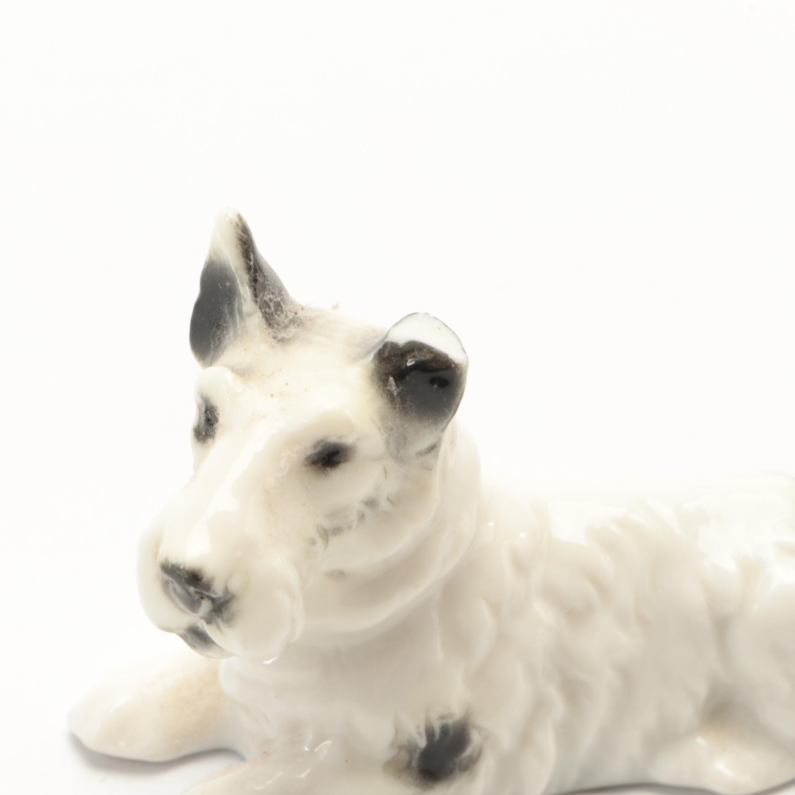 Goebel Spaniel and Terrier with Other Ceramic Dog Figurines