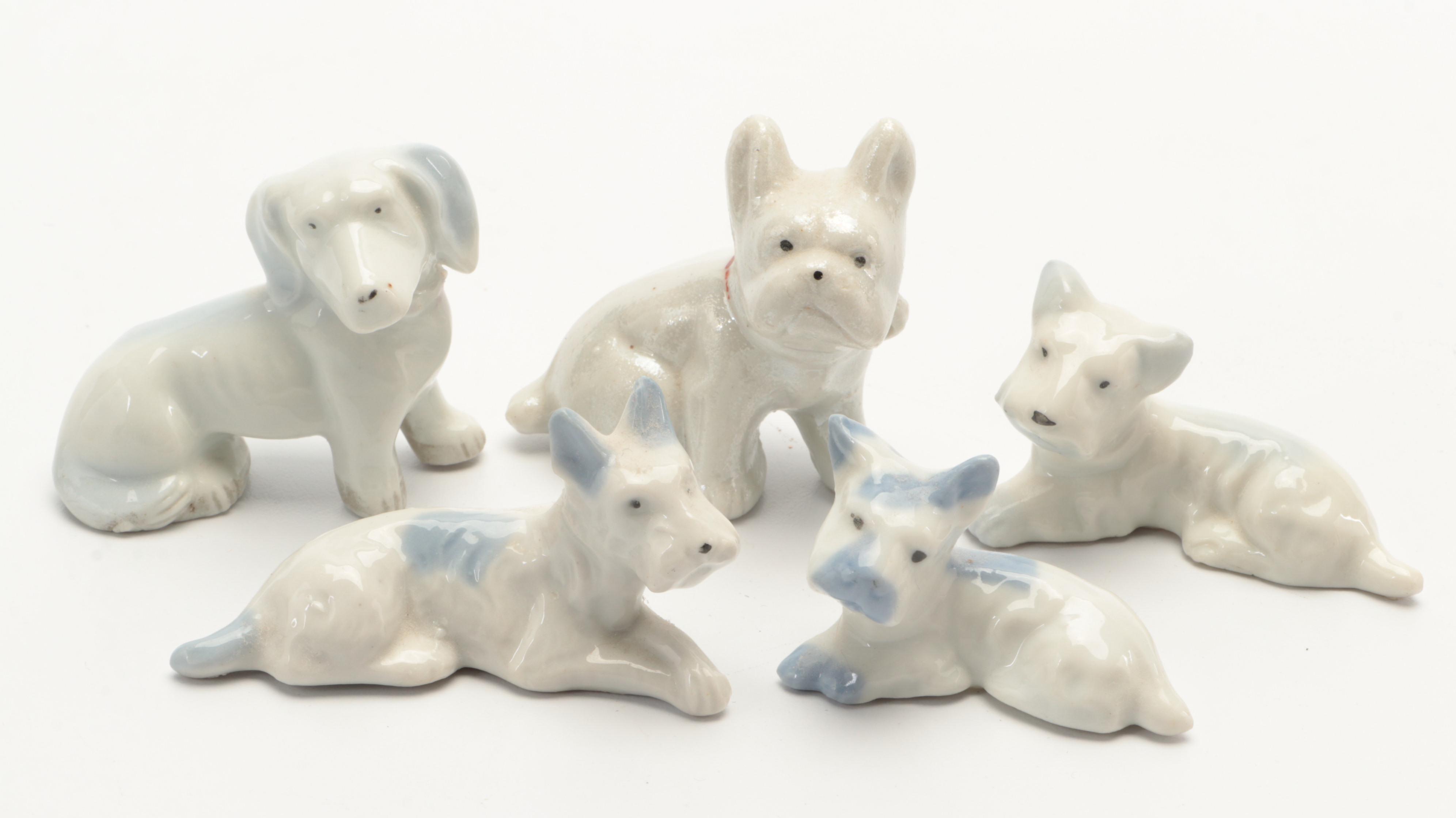 Goebel Spaniel and Terrier with Other Ceramic Dog Figurines