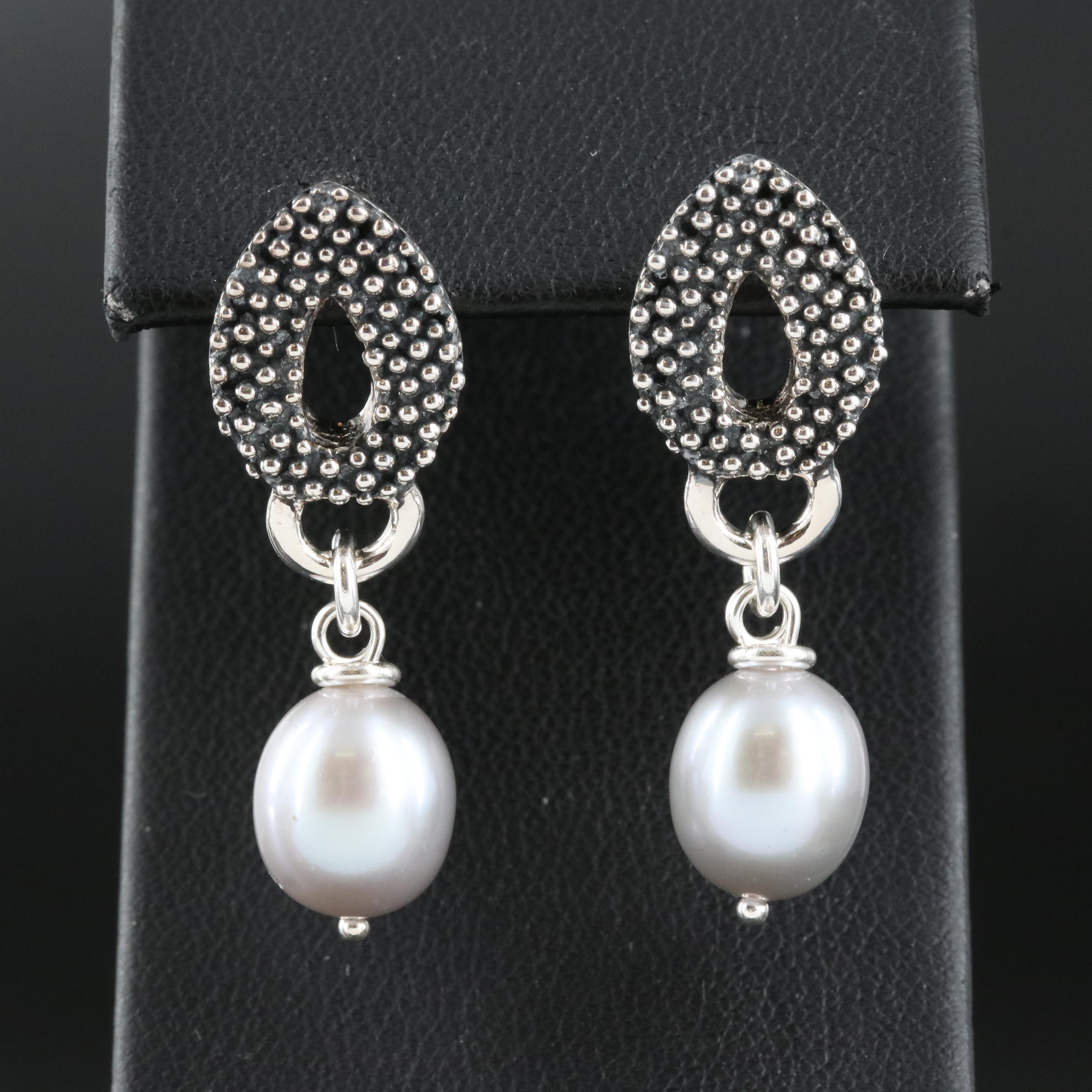 Michael Dawkins Sterling Pearl Earrings with 14K Accents