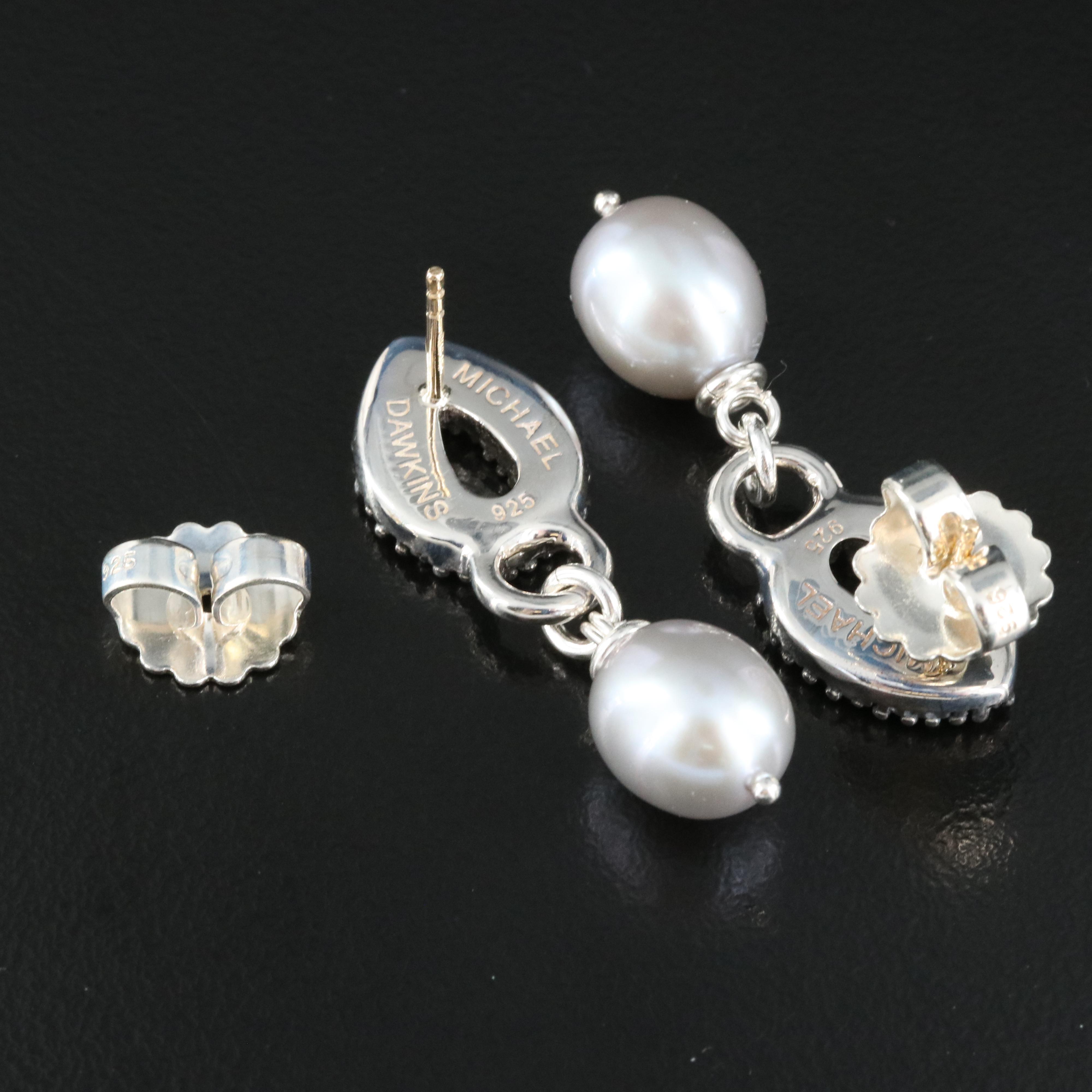 Michael Dawkins Sterling Pearl Earrings with 14K Accents