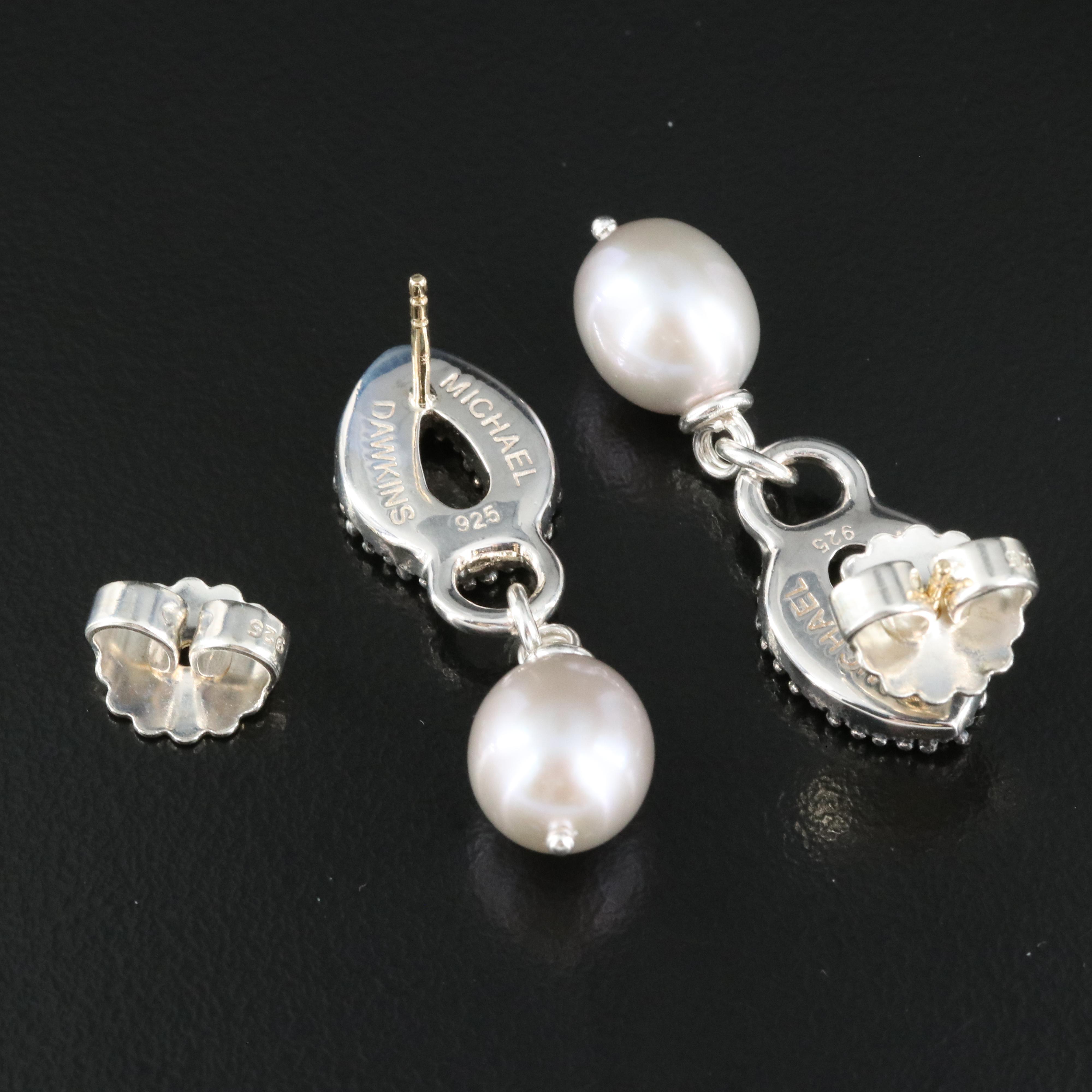 Michael Dawkins Sterling Pearl Earrings with 14K Accents