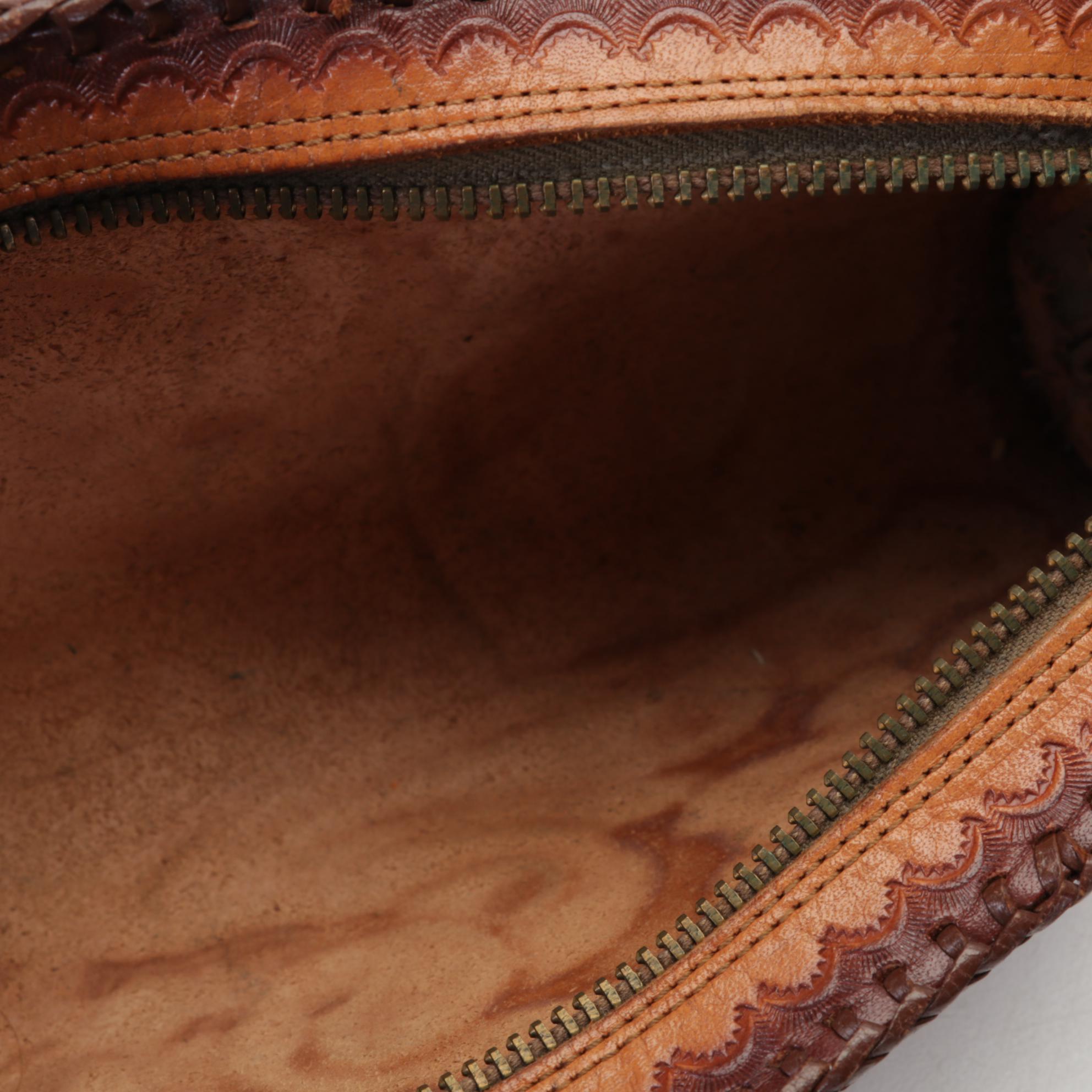 Hand Tooled Leather Clutch and Handbag