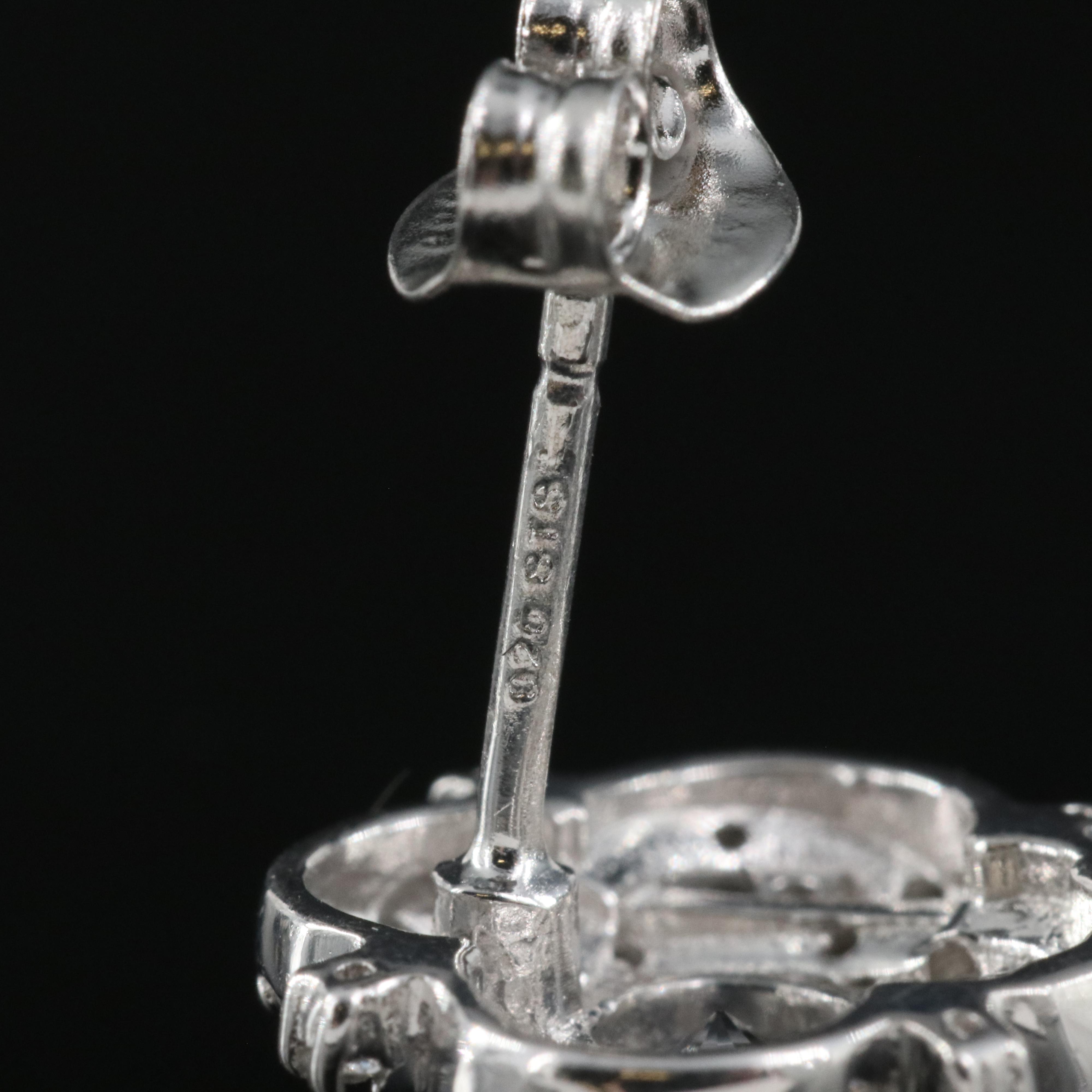 Sterling Petalite and Zircon Button Earrings