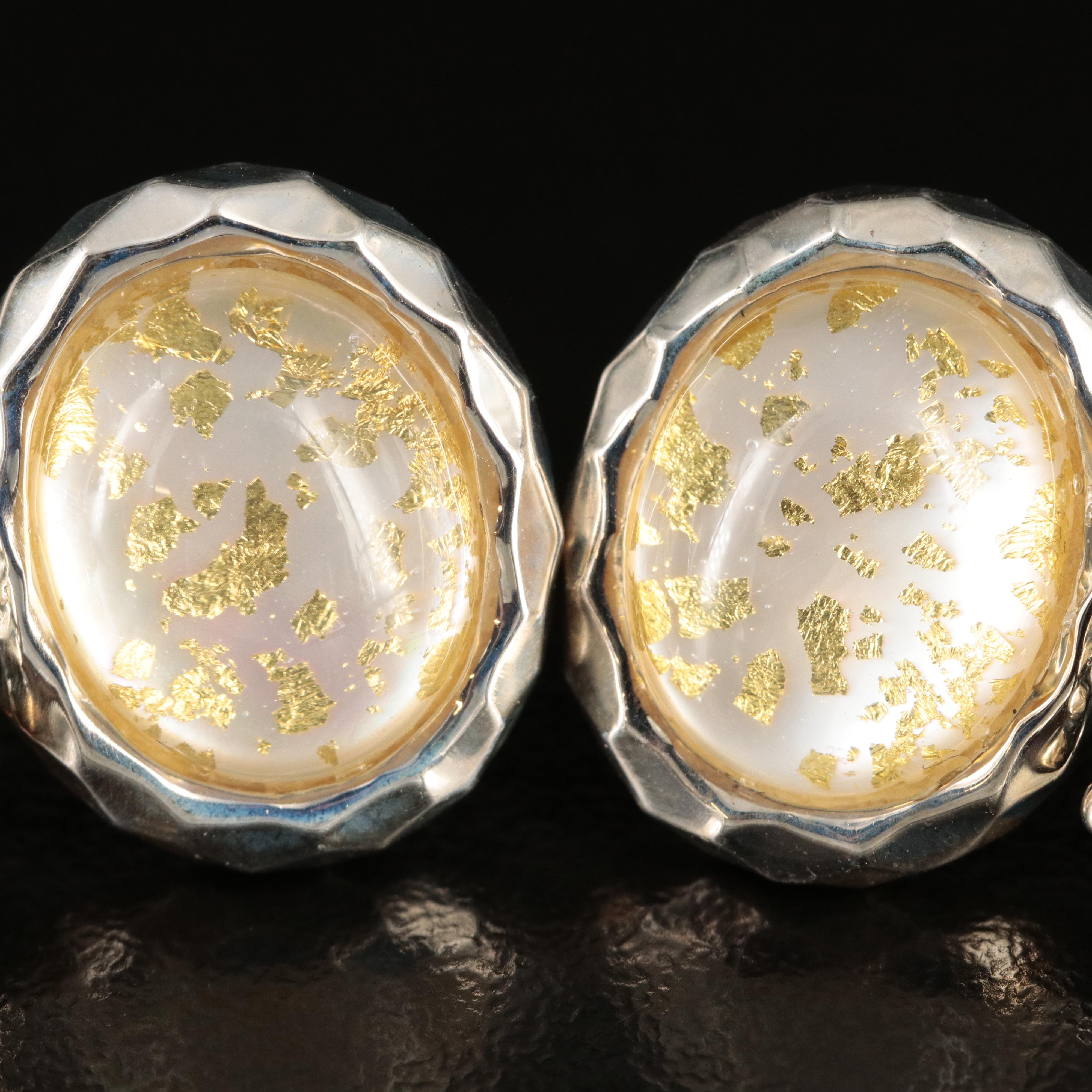 Michael Dawkins Sterling Quartz and Mother-of-Pearl Doublet Earrings