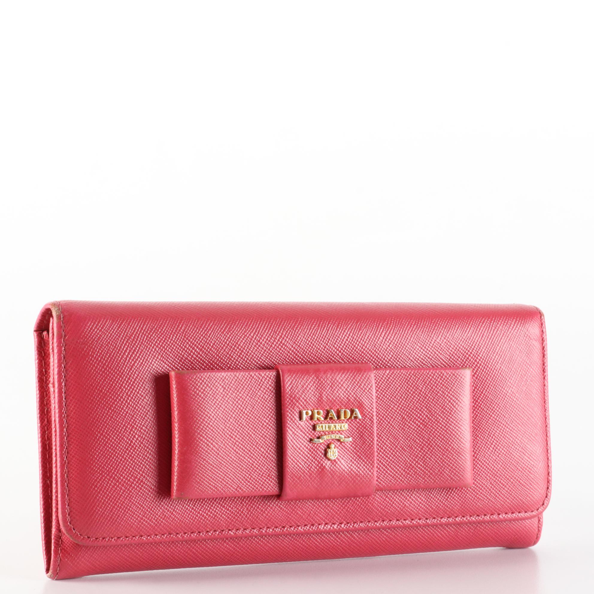 Prada Bow Wallet in Saffiano Leather with Box