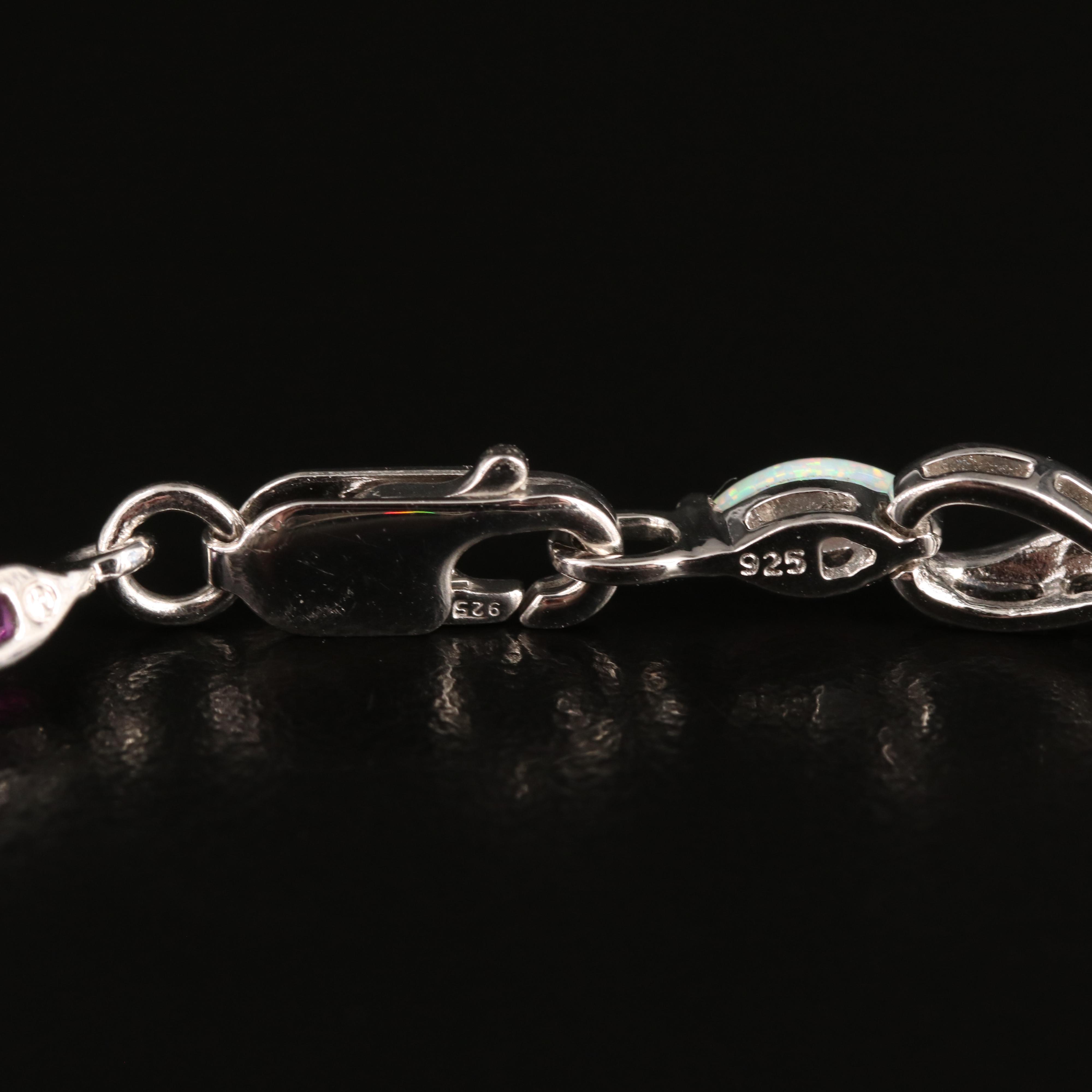 Sterling Sapphire, Opal and Diamond Infinity Bracelet