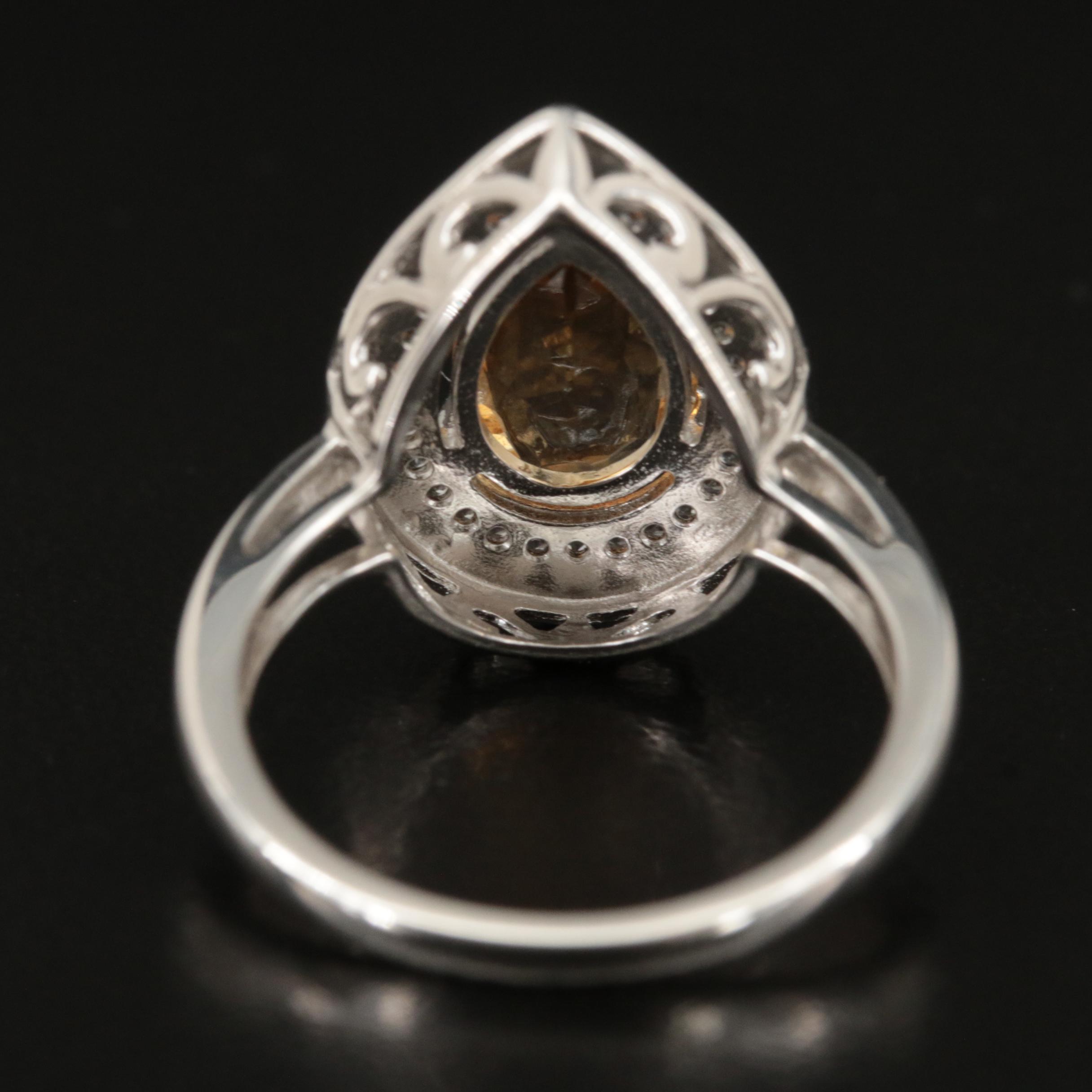 Sterling Citrine and White Sapphire Ring