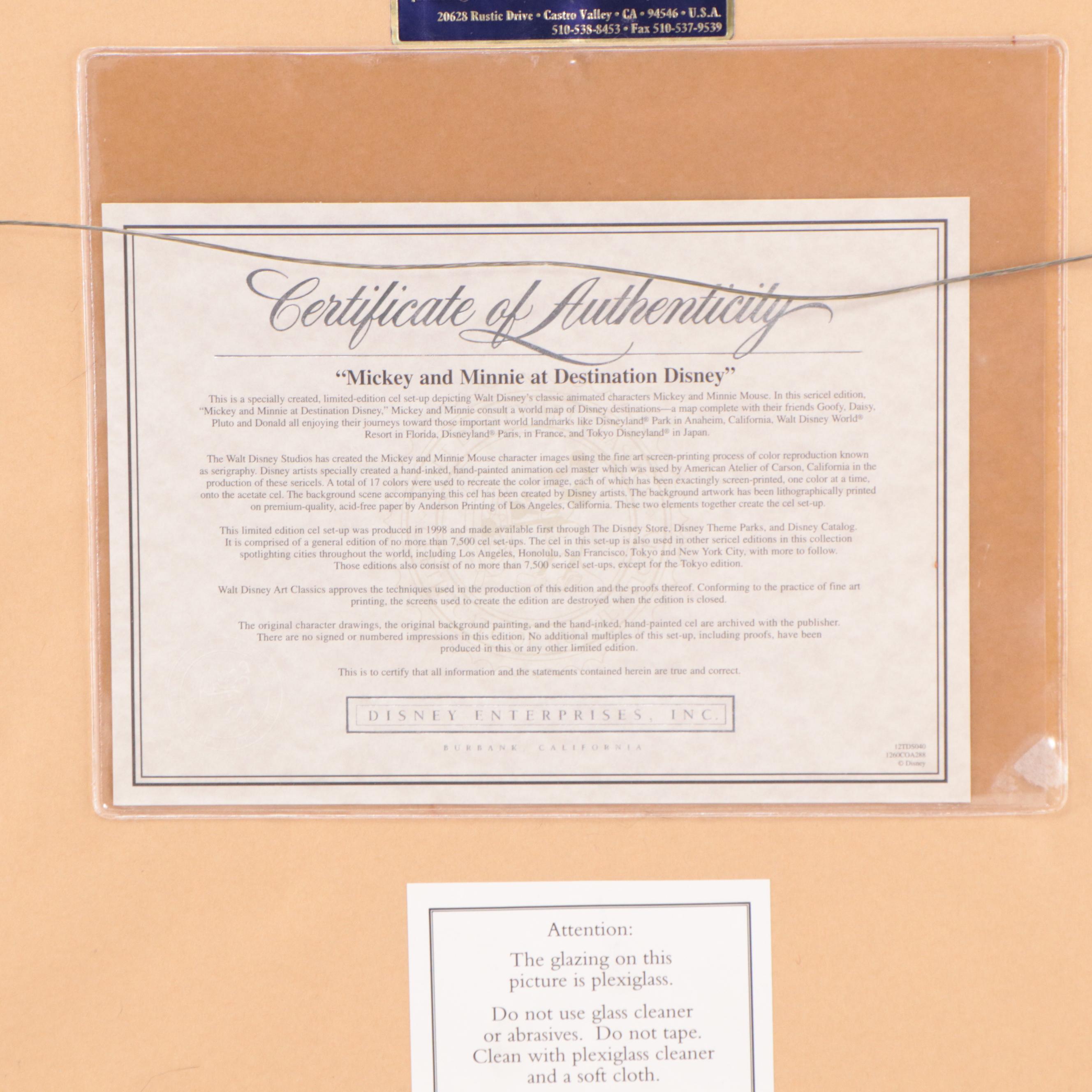 Disney Sericel "Mickey and Minnie at Destination Disney," 1998