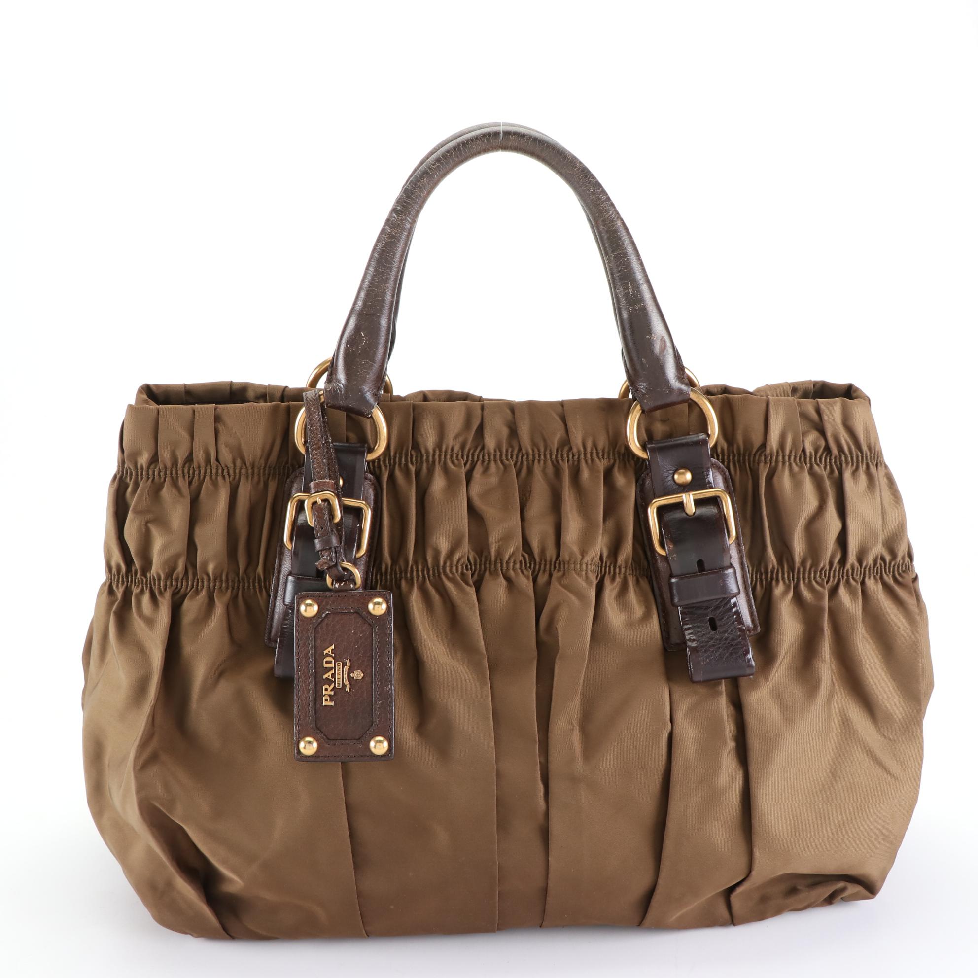 Prada Gaufre Tote in Brown Tessuto Nylon and Leather