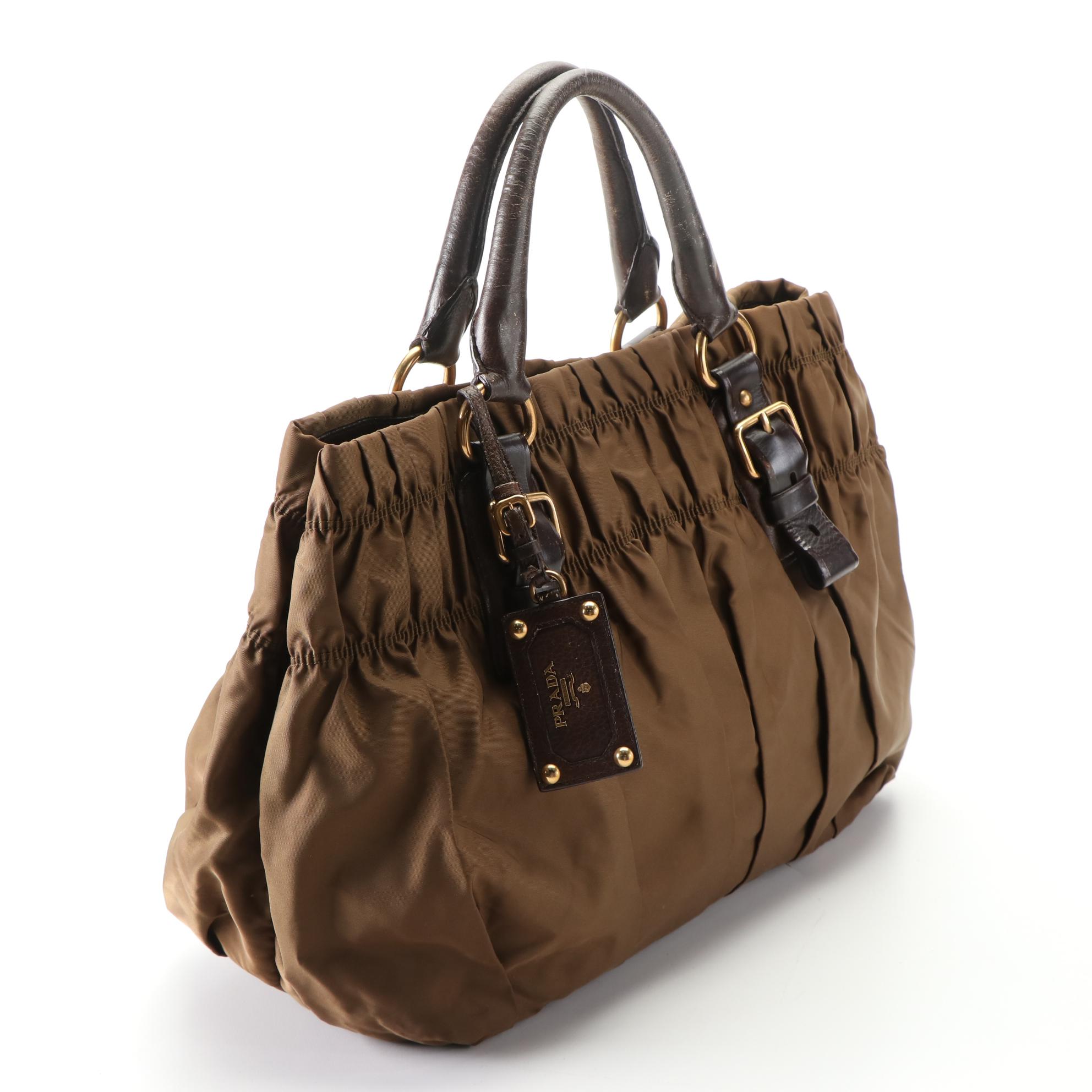 Prada Gaufre Tote in Brown Tessuto Nylon and Leather