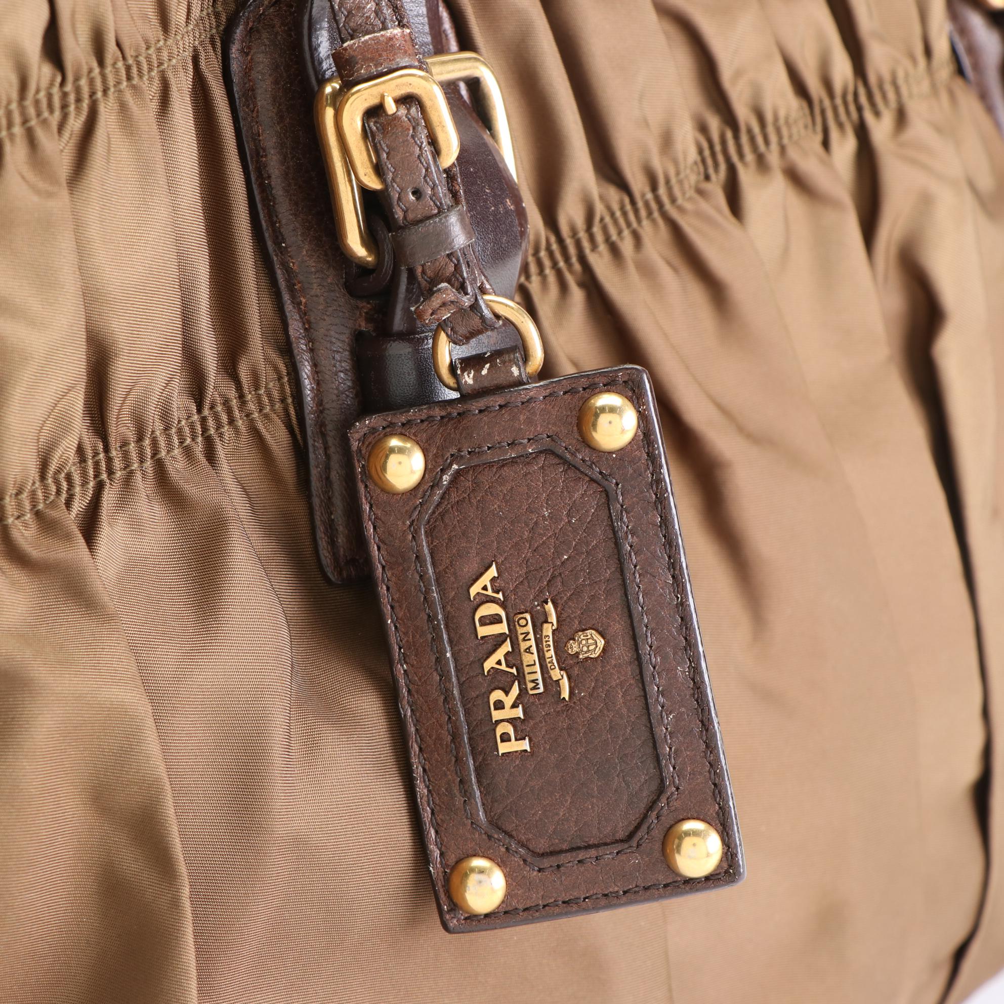 Prada Gaufre Tote in Brown Tessuto Nylon and Leather