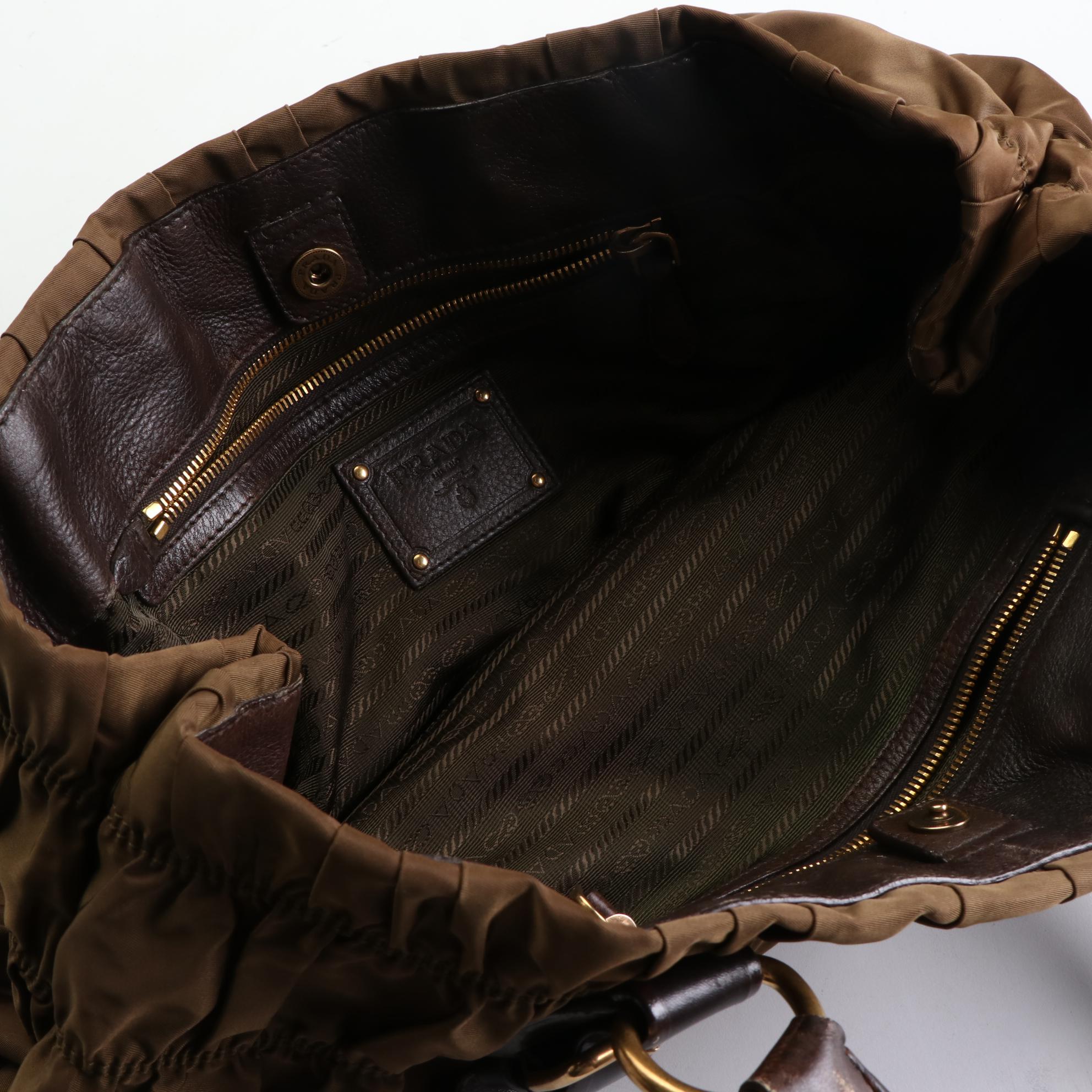 Prada Gaufre Tote in Brown Tessuto Nylon and Leather