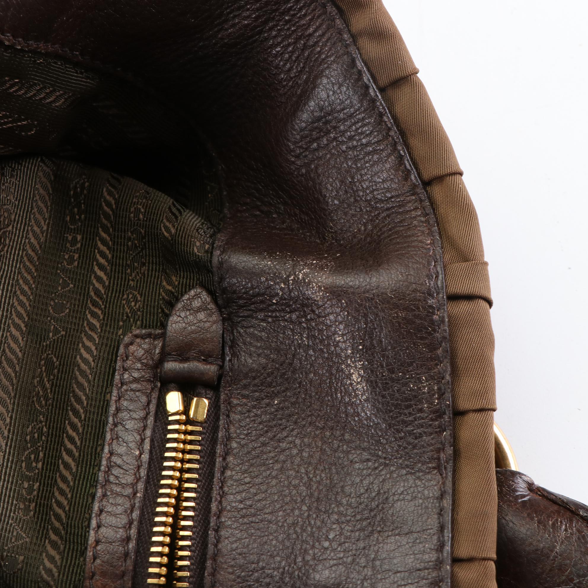 Prada Gaufre Tote in Brown Tessuto Nylon and Leather