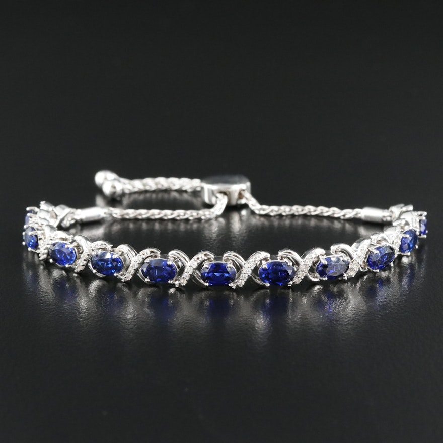 Sterling Sapphire "X O" Bolo Bracelet