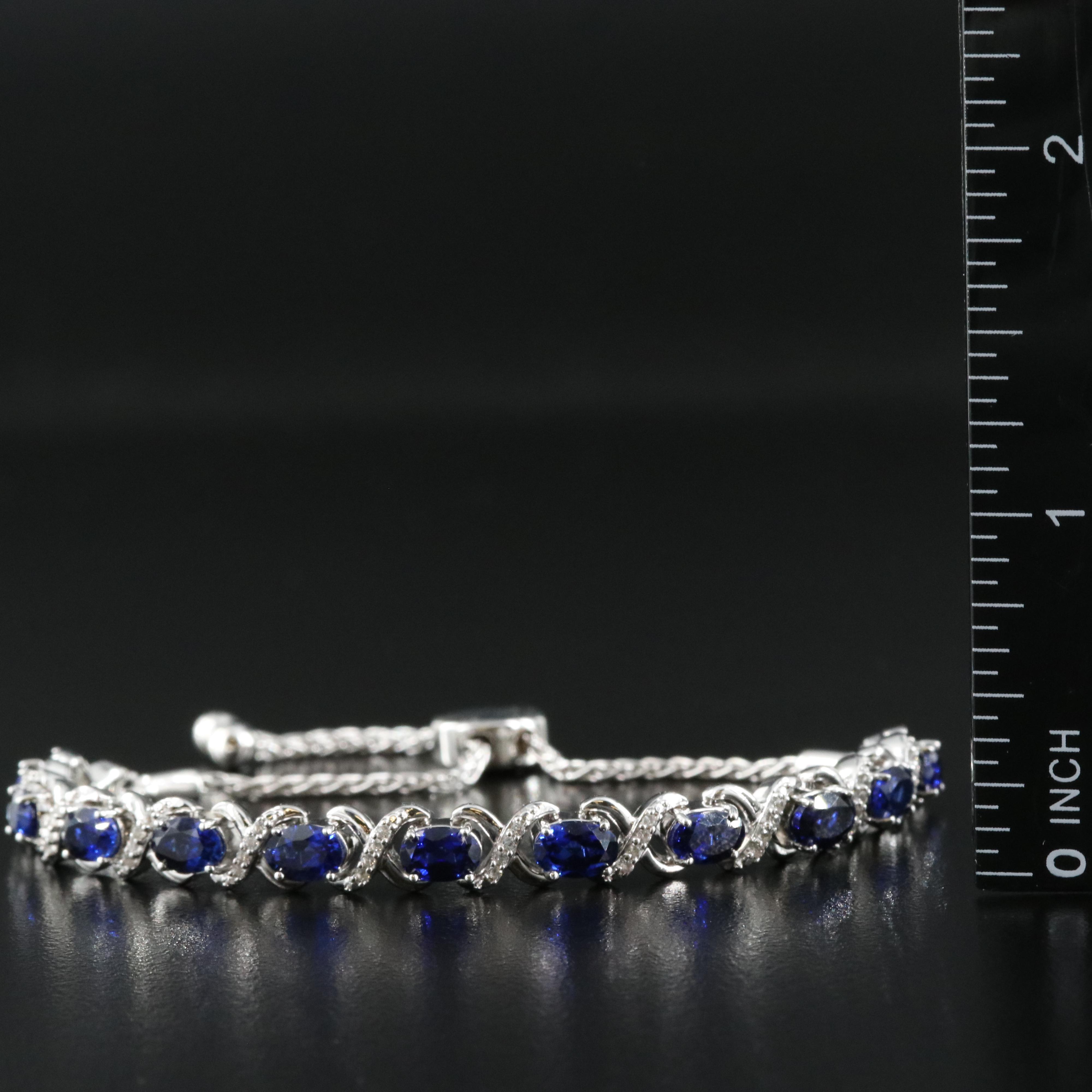 Sterling Sapphire "X O" Bolo Bracelet