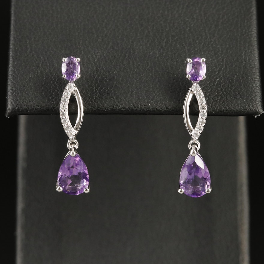 Sterling Amethyst and Sapphire Earrings