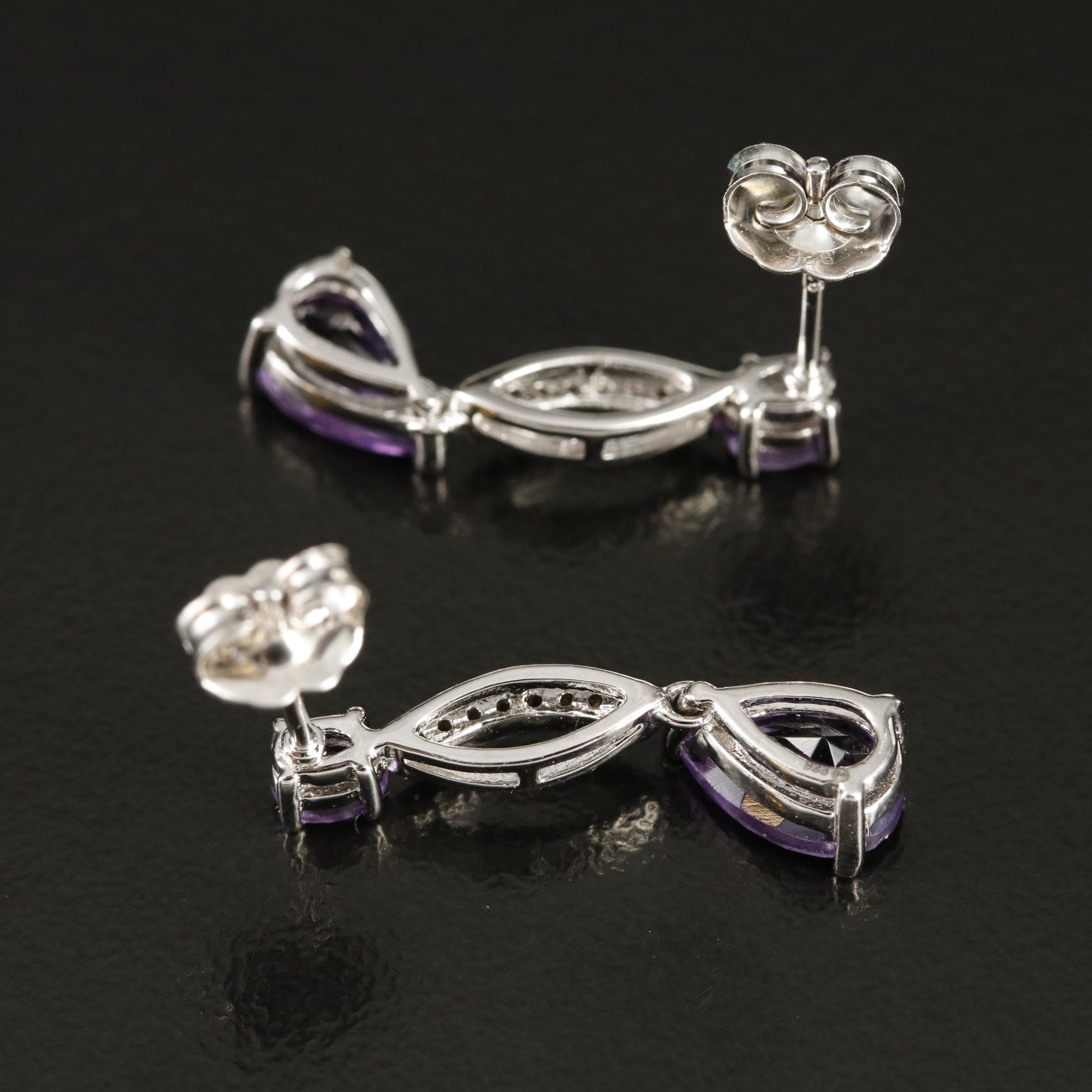 Sterling Amethyst and Sapphire Earrings