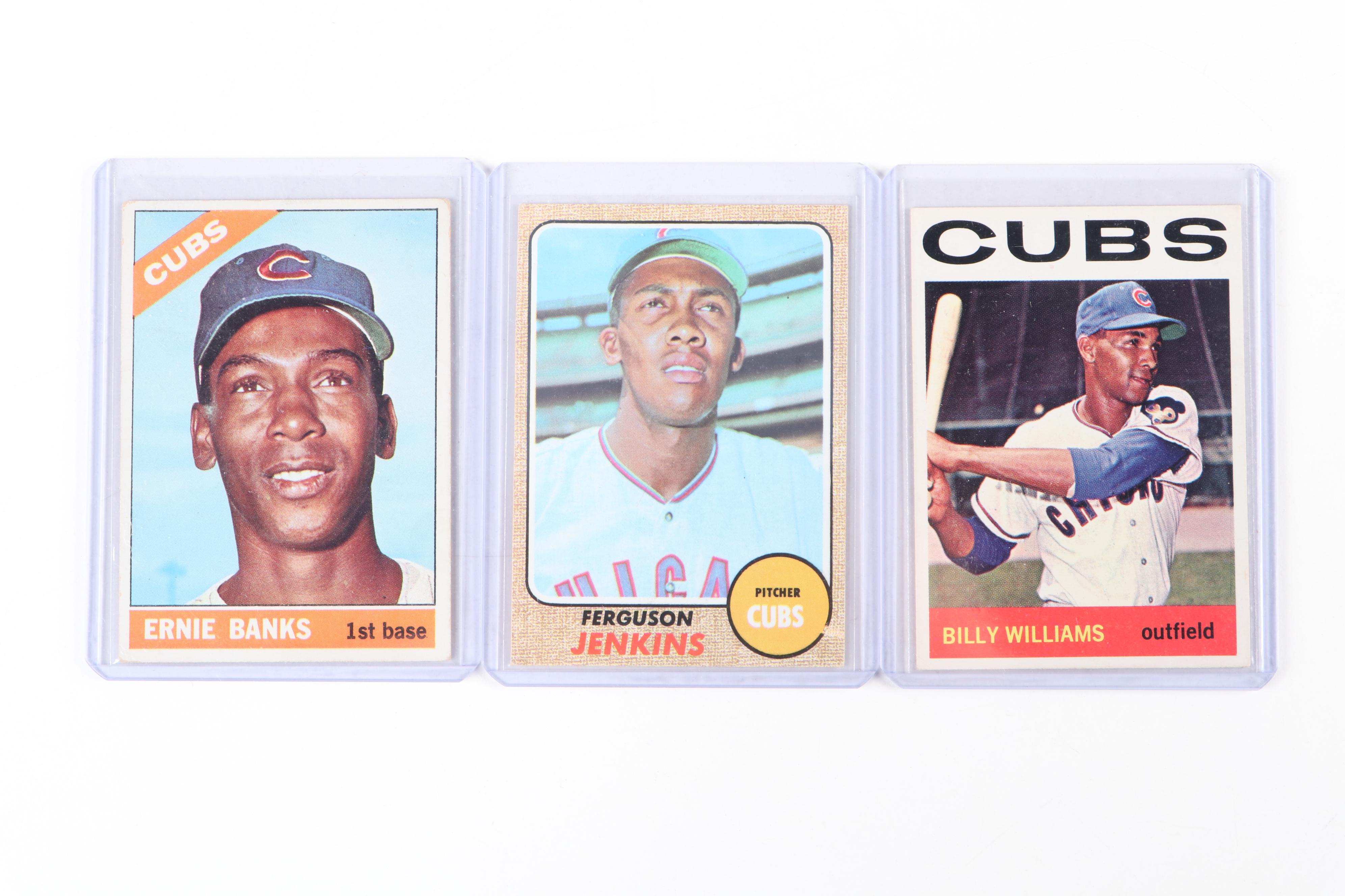 Topps Chicago Cubs Baseball Cards with Banks, Williams, Jenkins, 1960s–1970s