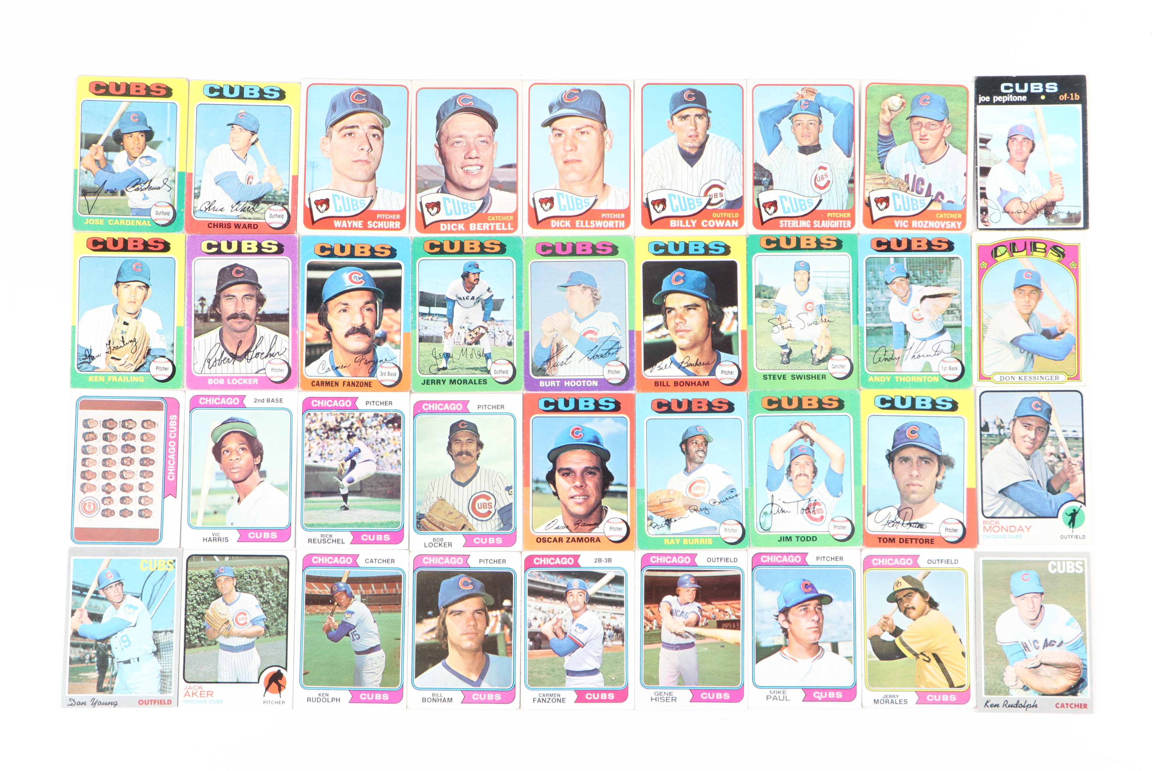 Topps Chicago Cubs Baseball Cards with Banks, Williams, Jenkins, 1960s–1970s