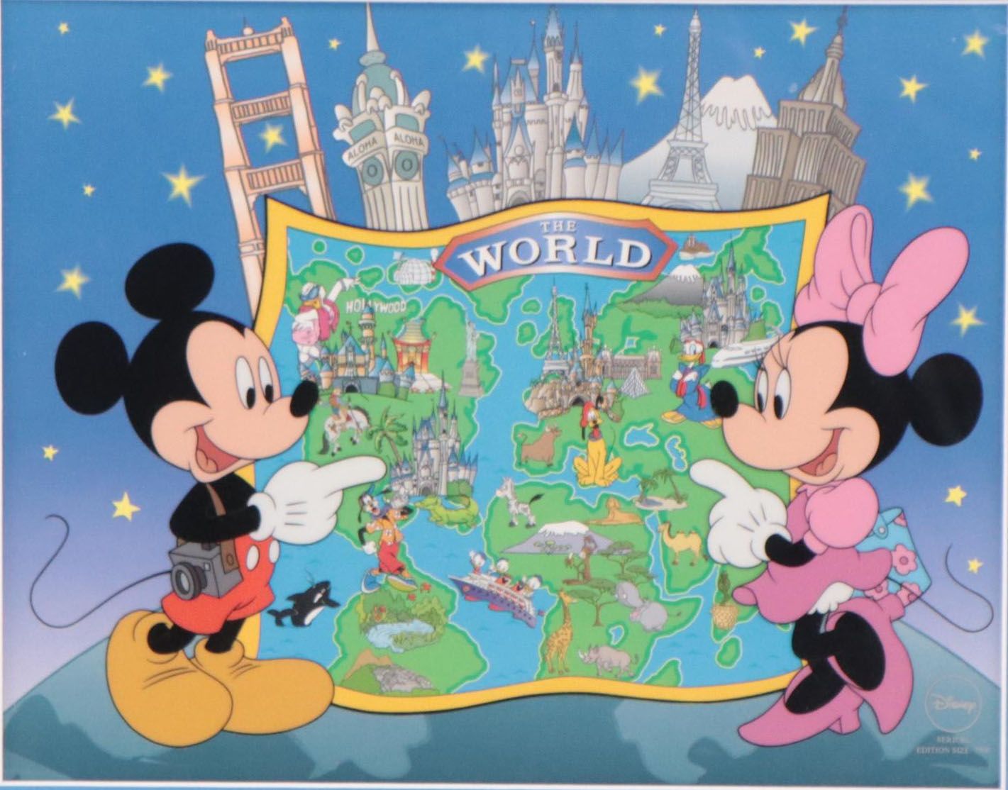 Disney Sericel "Mickey and Minnie at Destination Disney," 1998