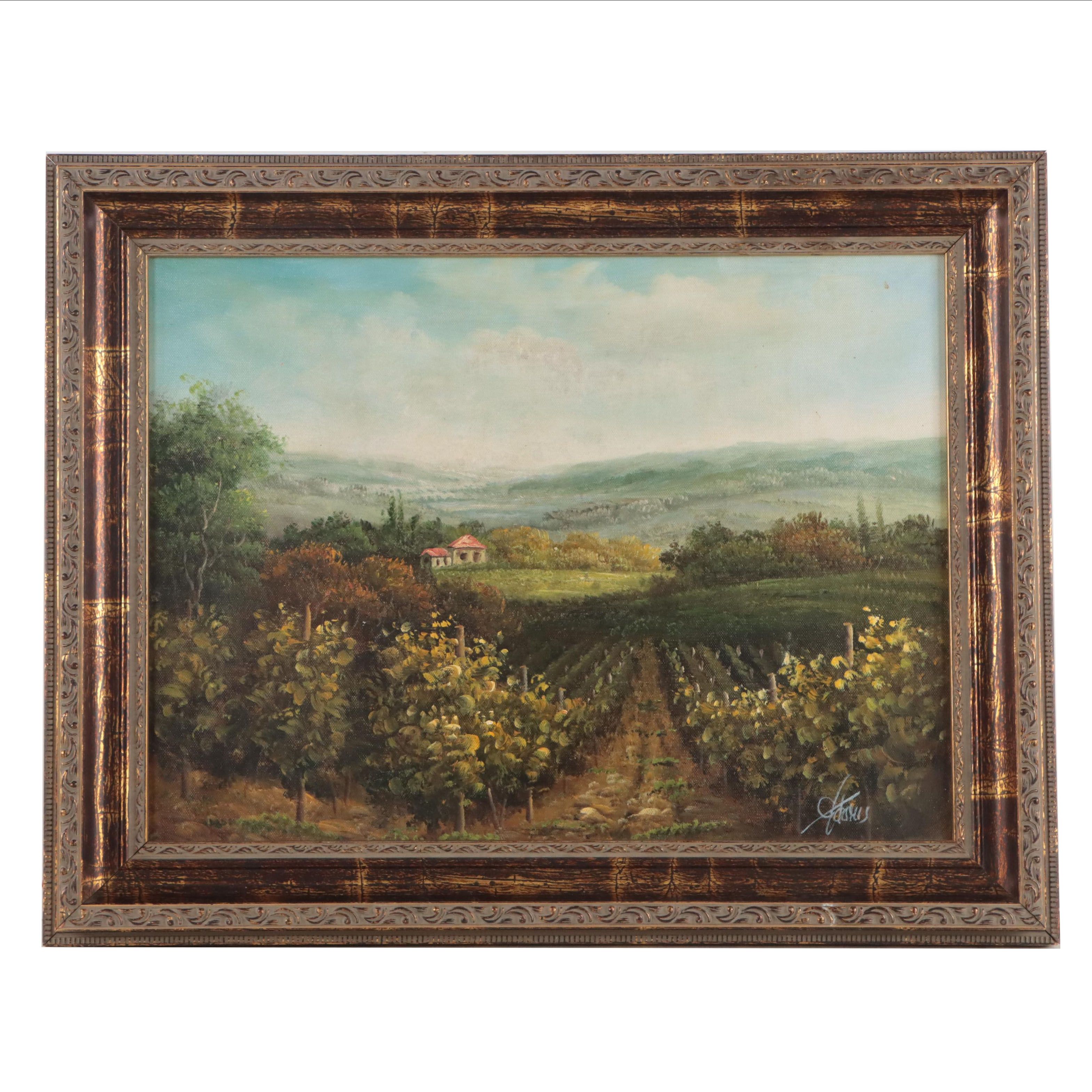 Italian Oil Painting "Vigneto Toscano," 2004