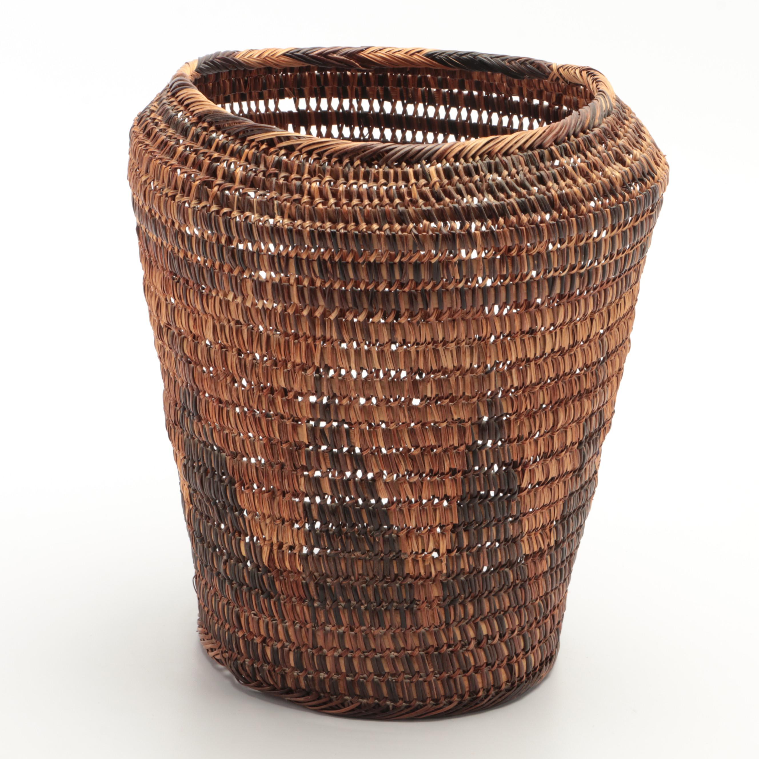 Southwestern Style Basket with Other Wicker Woven Baskets