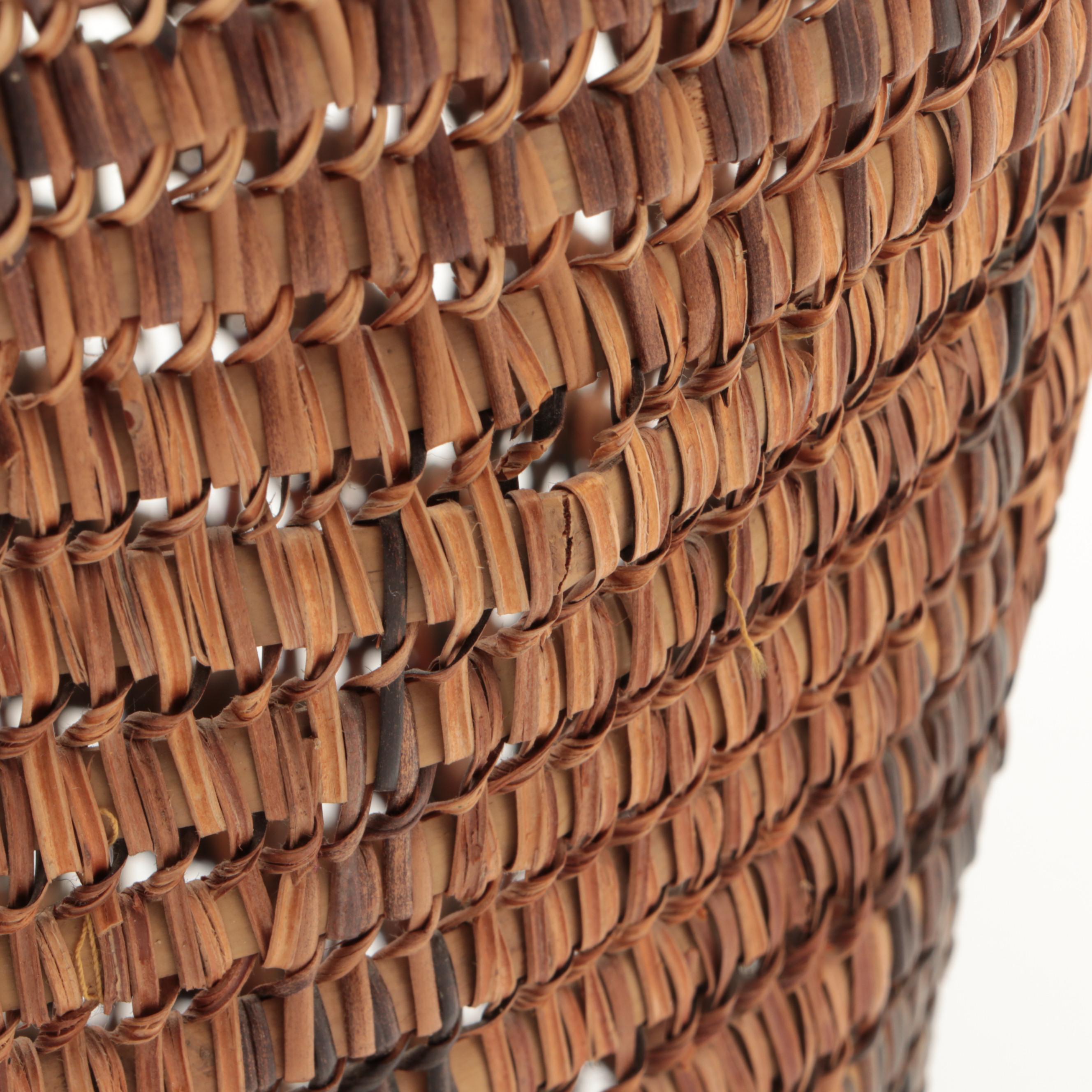 Southwestern Style Basket with Other Wicker Woven Baskets