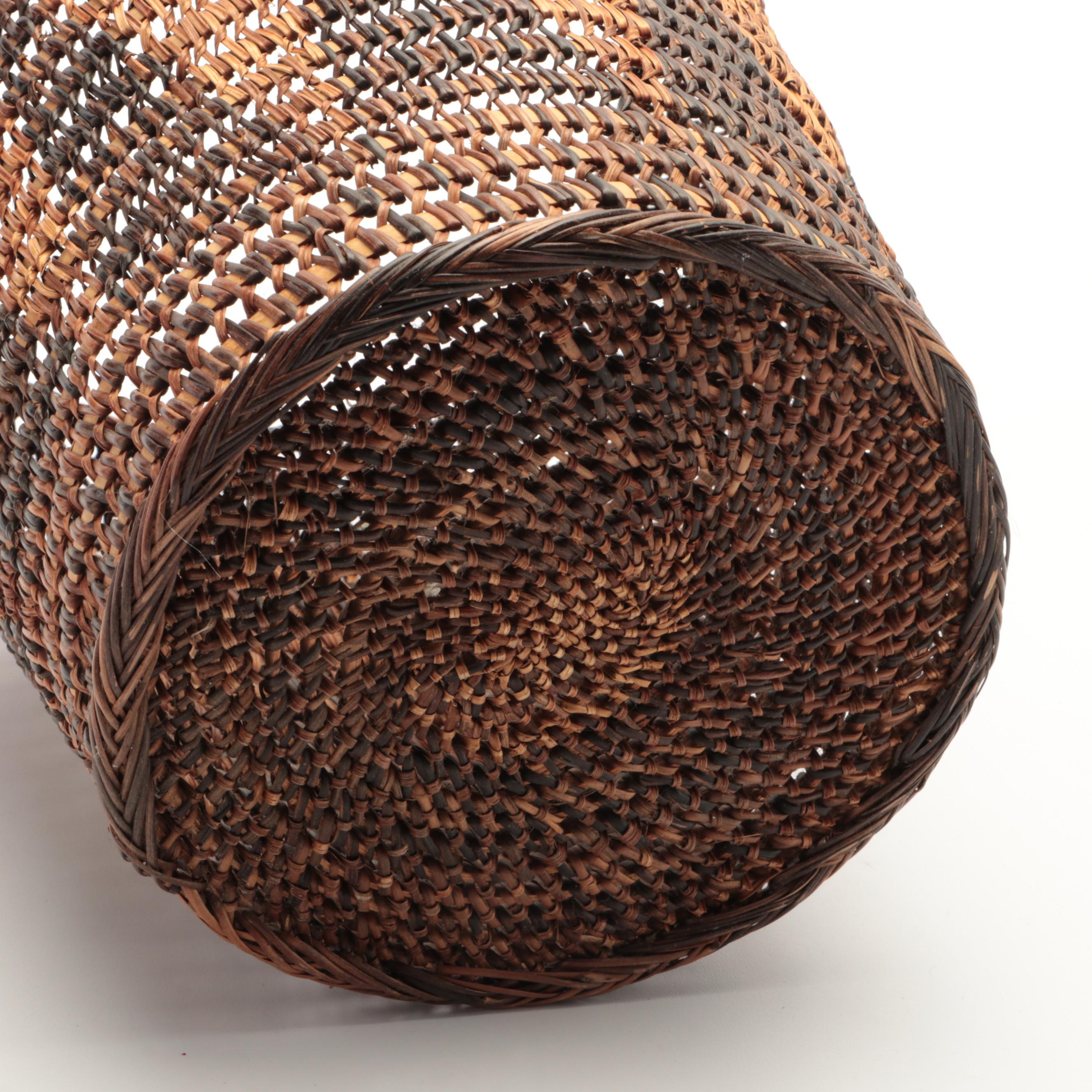 Southwestern Style Basket with Other Wicker Woven Baskets