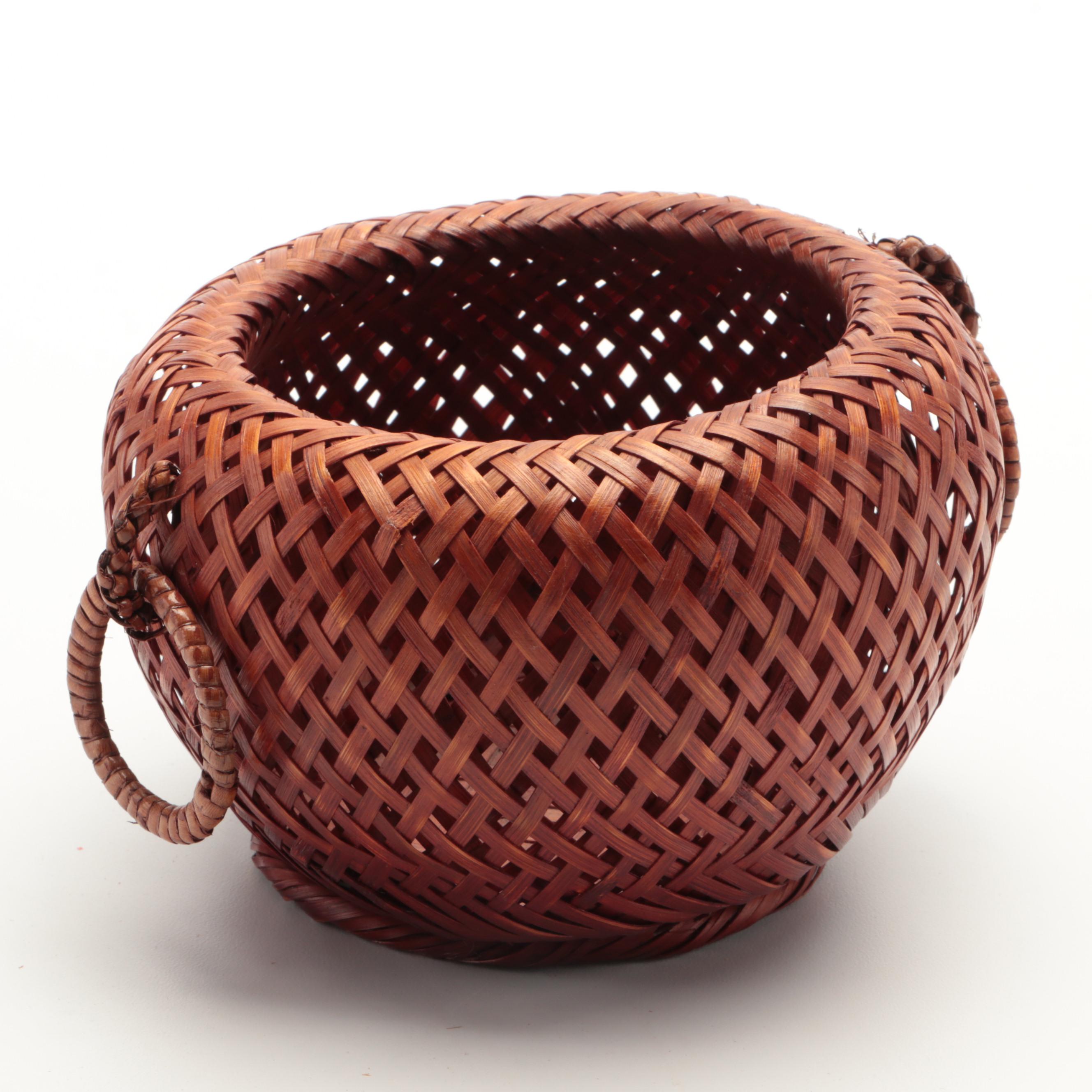 Southwestern Style Basket with Other Wicker Woven Baskets