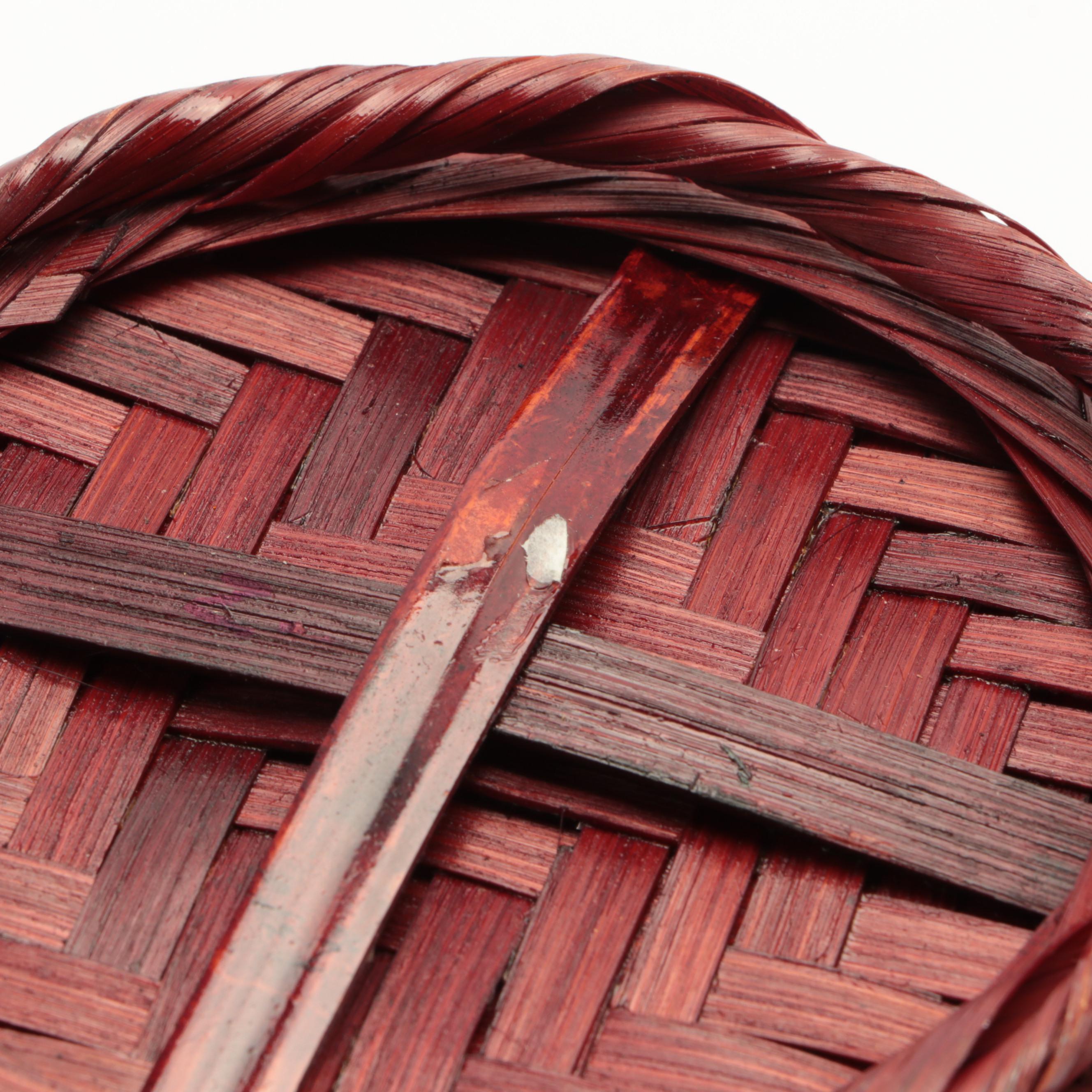 Southwestern Style Basket with Other Wicker Woven Baskets