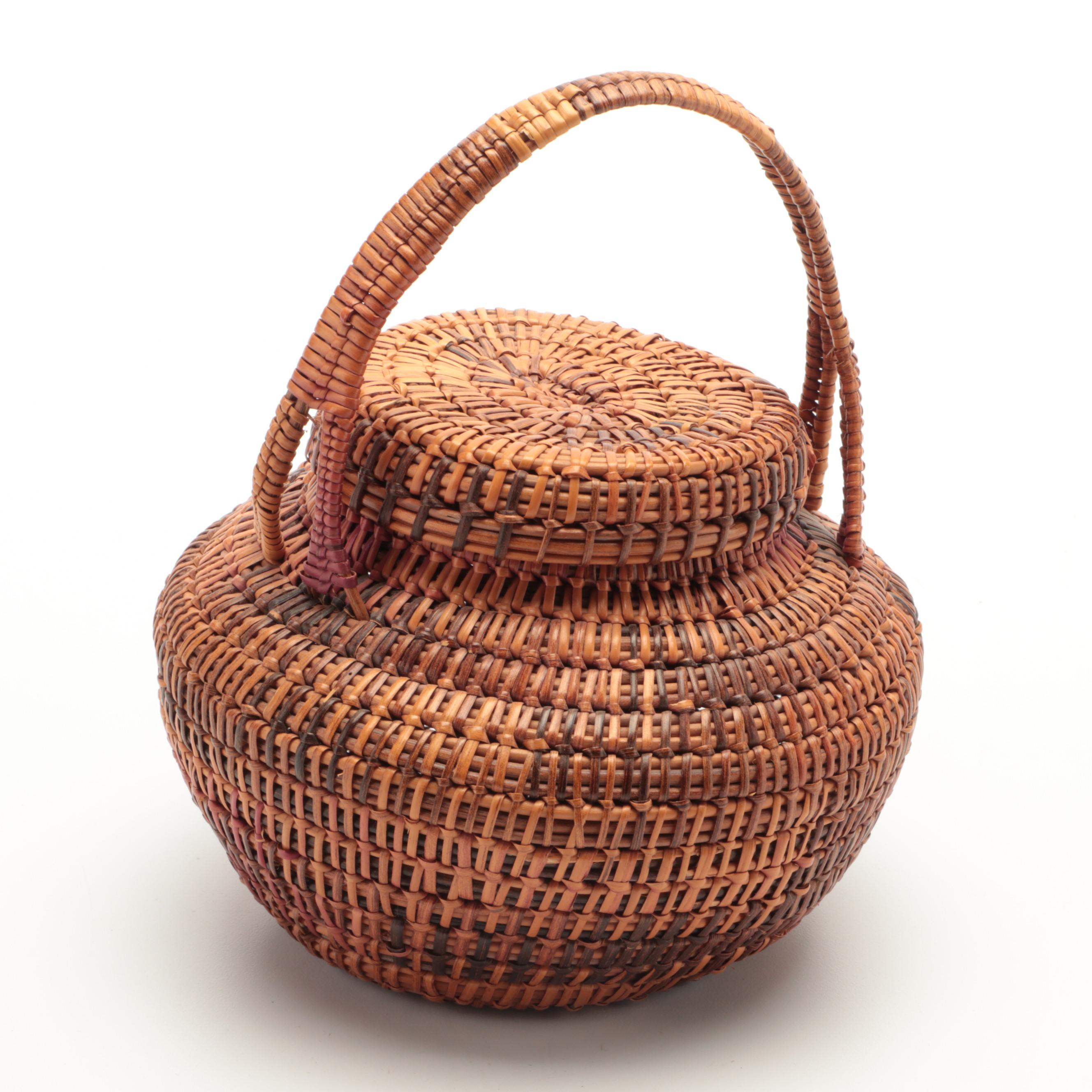 Southwestern Style Basket with Other Wicker Woven Baskets