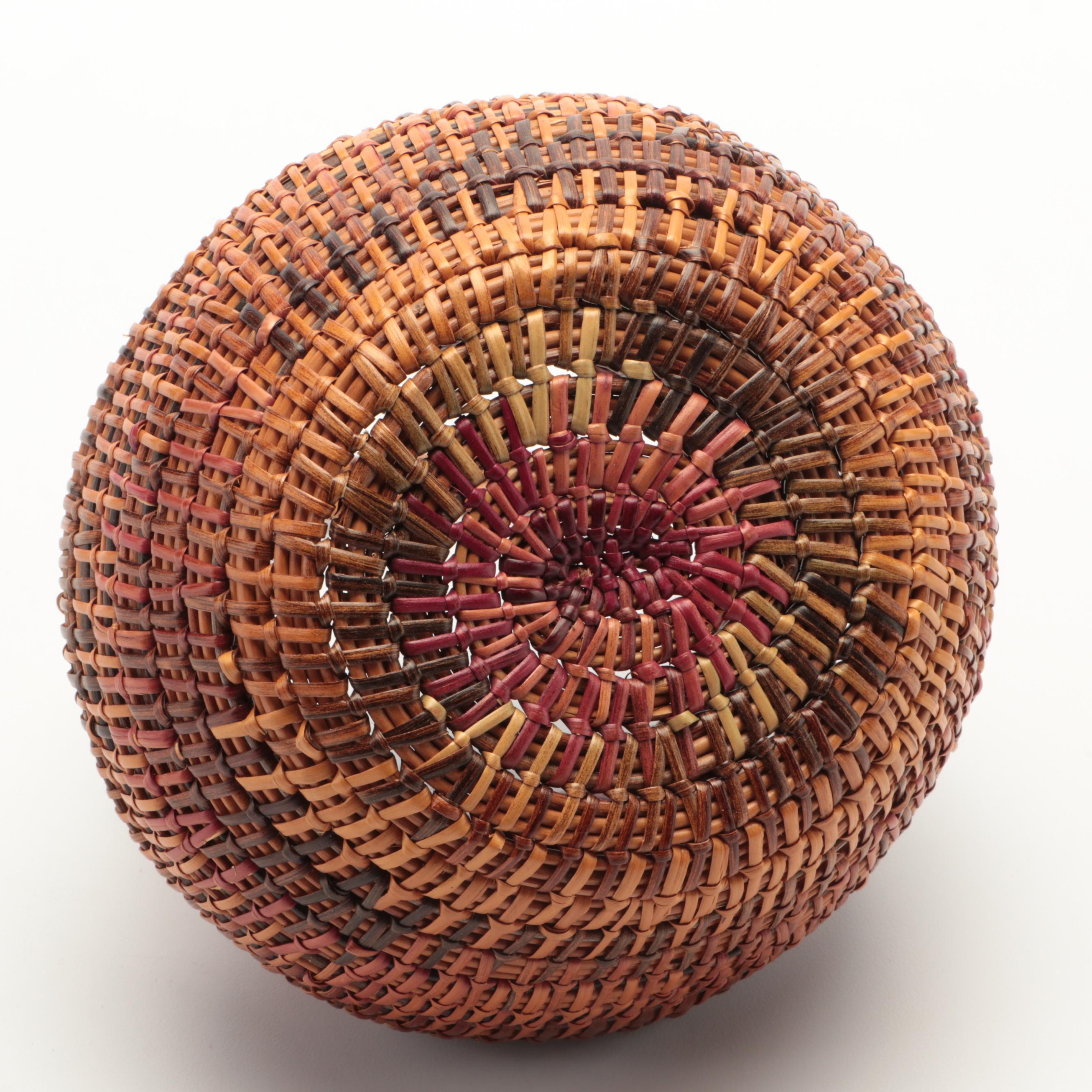 Southwestern Style Basket with Other Wicker Woven Baskets