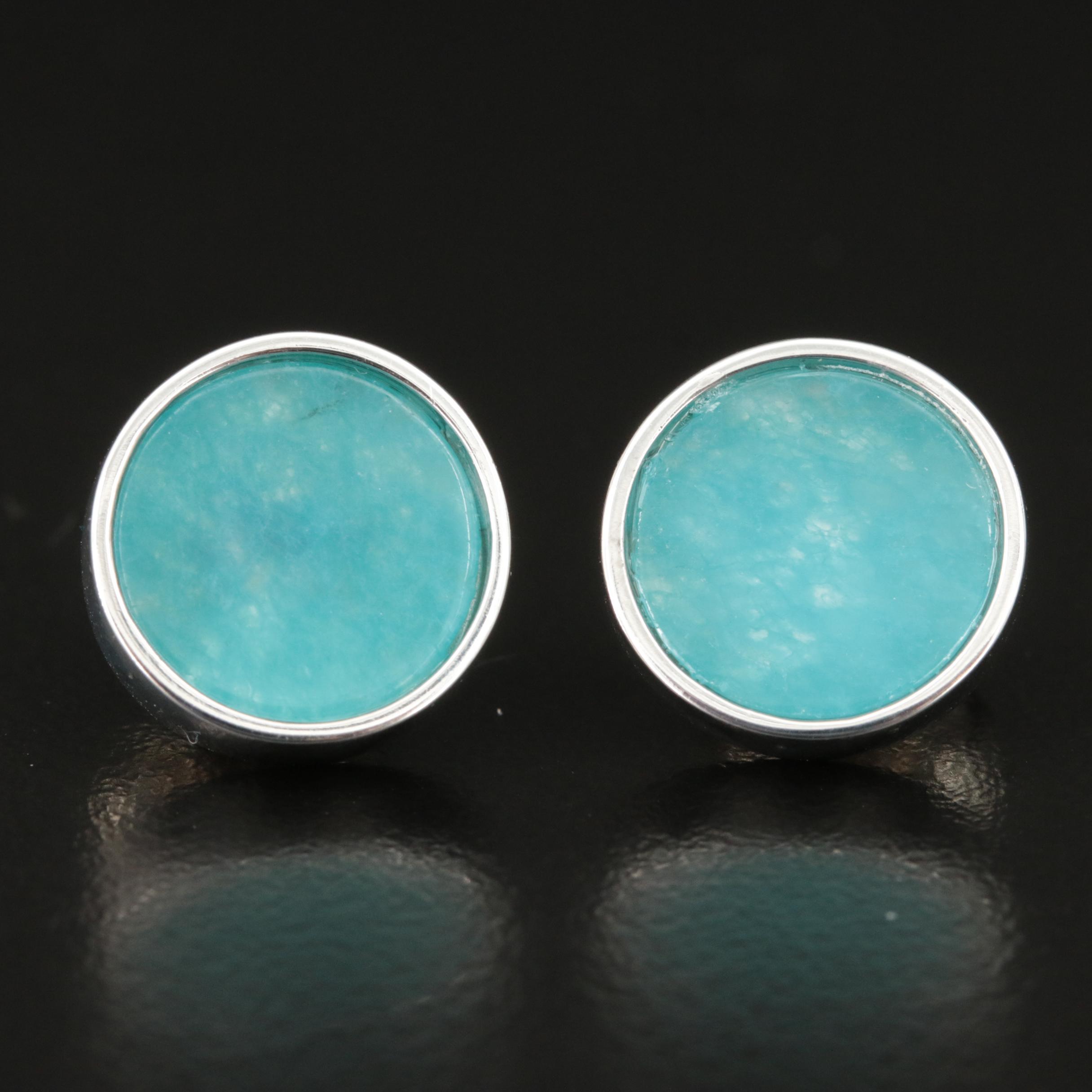 Sterling Quartzite Button Earrings