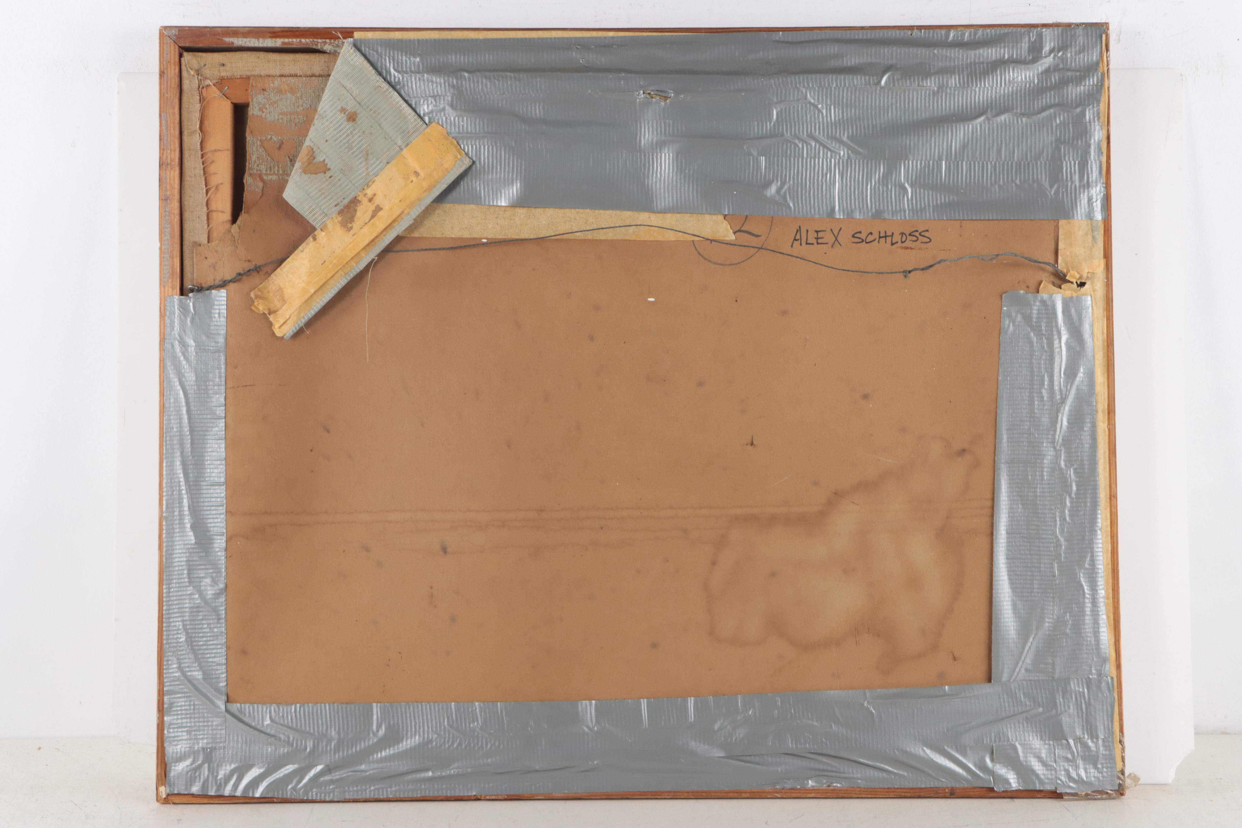 Alex Schloss Oil Painting of a Woman with Flowers, Mid-20th Century