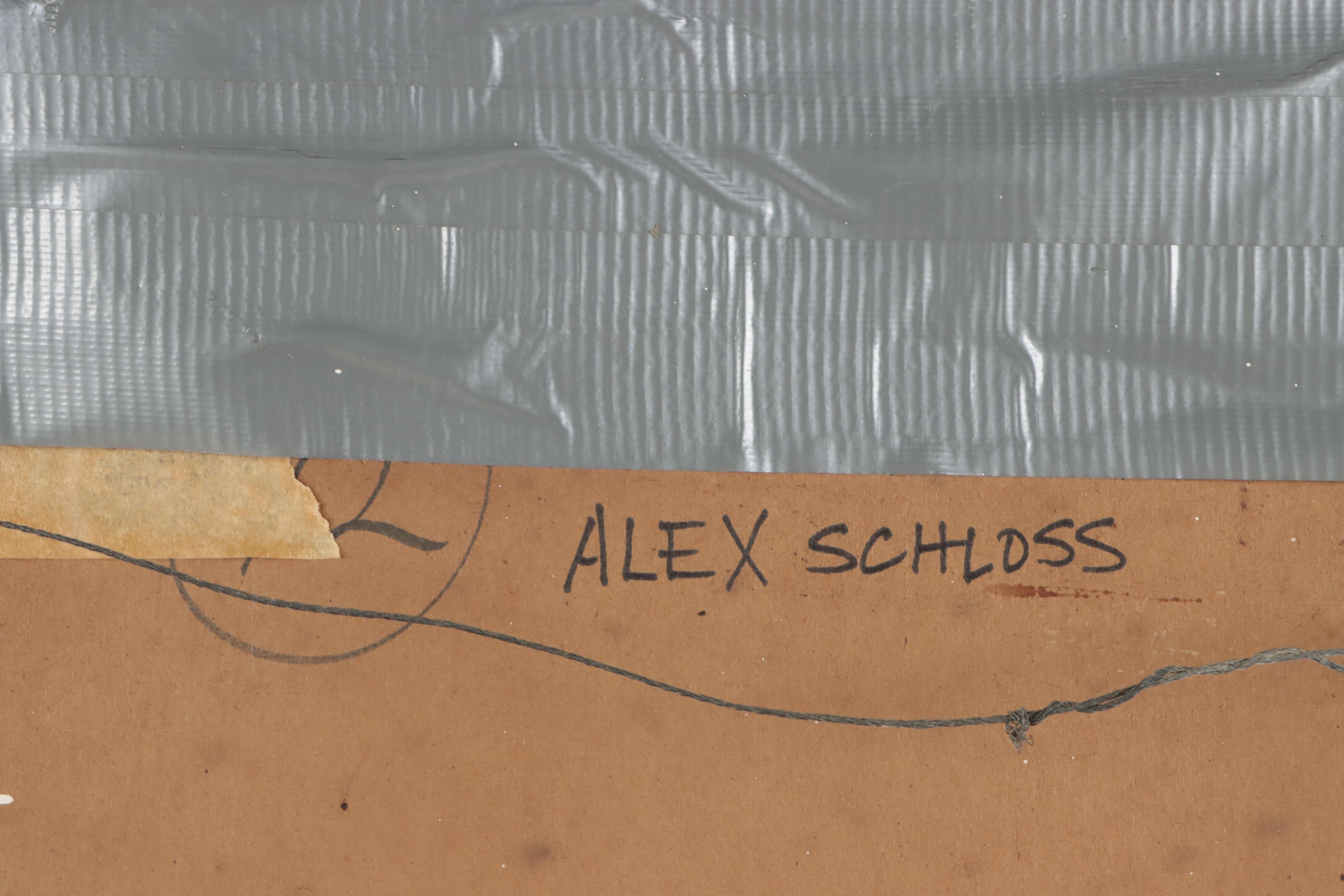 Alex Schloss Oil Painting of a Woman with Flowers, Mid-20th Century