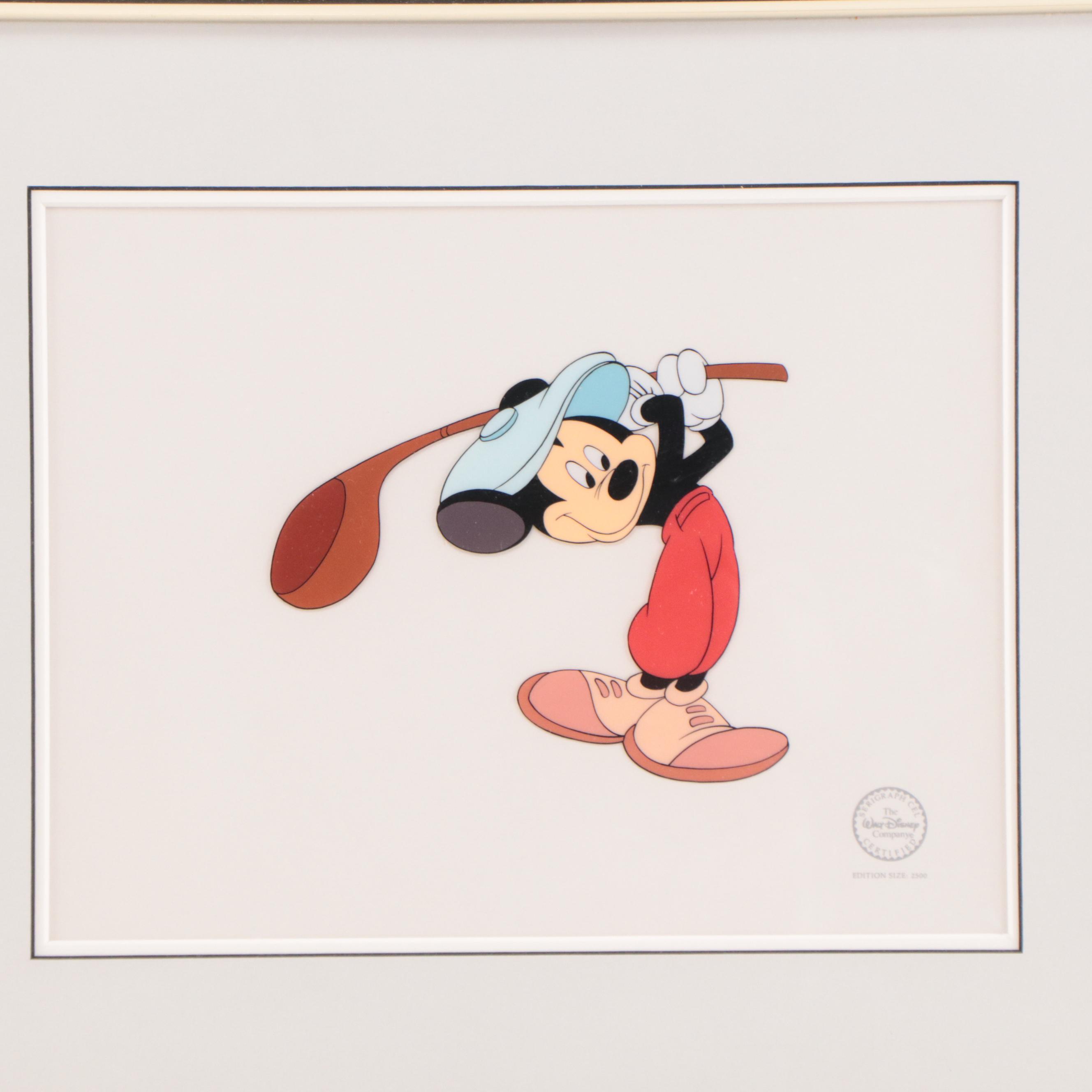 Disney "Canine Caddy" Sericel of Mickey Mouse Golfing, 1990
